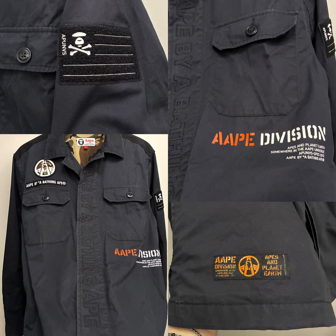 (L)Aape 에이프 로고 프린트 패치 밀리터리 셔츠 자켓 셔켓 상품이미지4