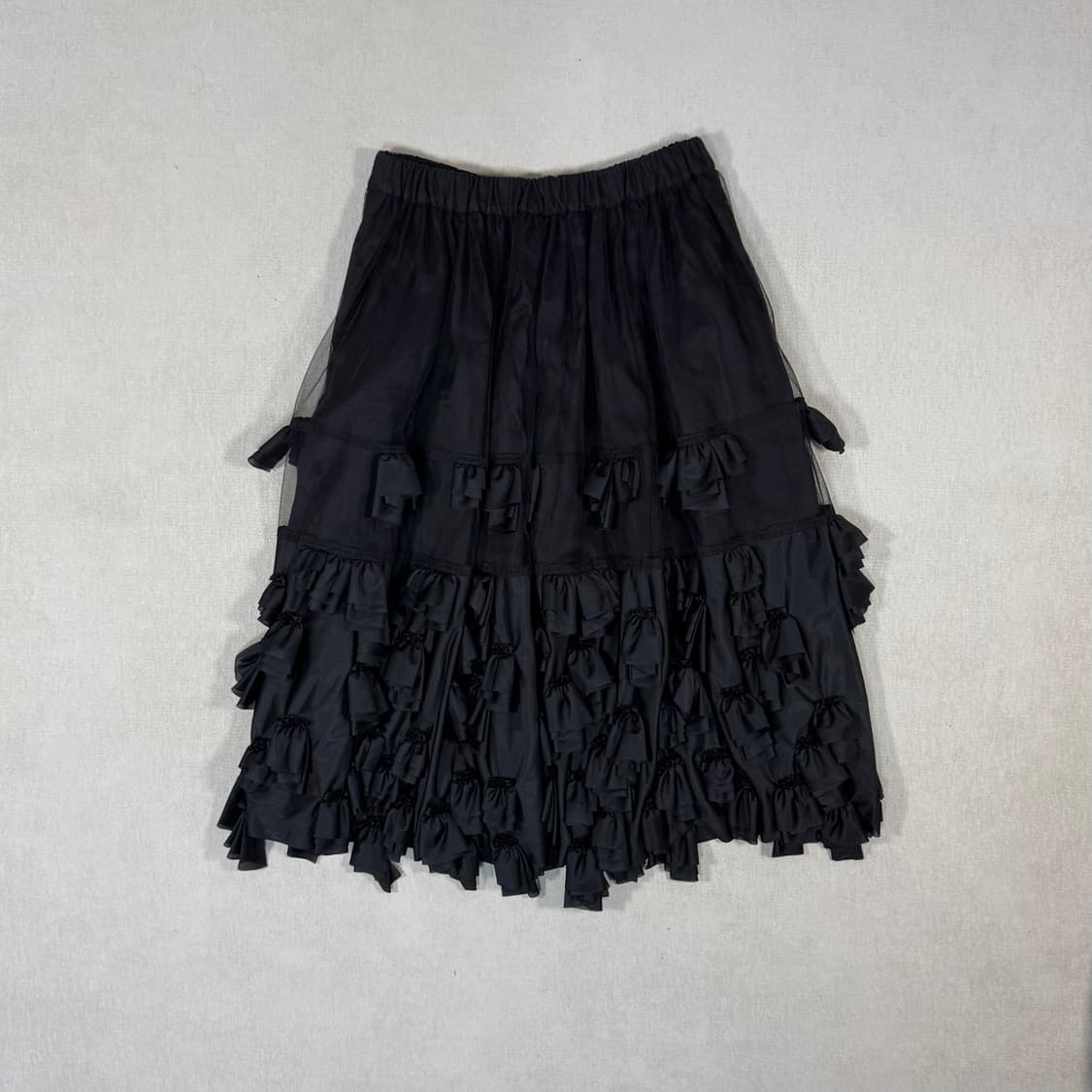 Tulle Paneled Ruffle Black Skirt 상품이미지4