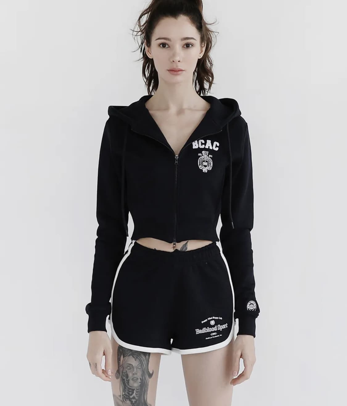 배드블러드 BCAC 엠블렘 슬림 후드 집업 네이비 상품이미지1