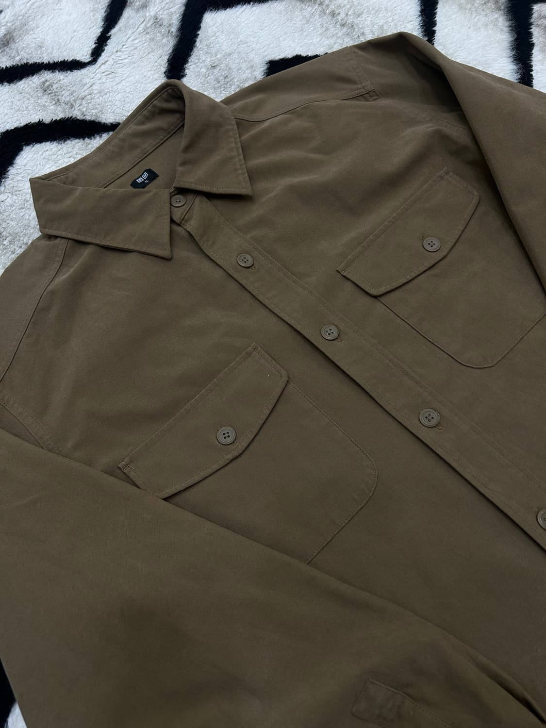 [XL]유니클로 투포켓 오버핏 셔츠/카멜 상품이미지1