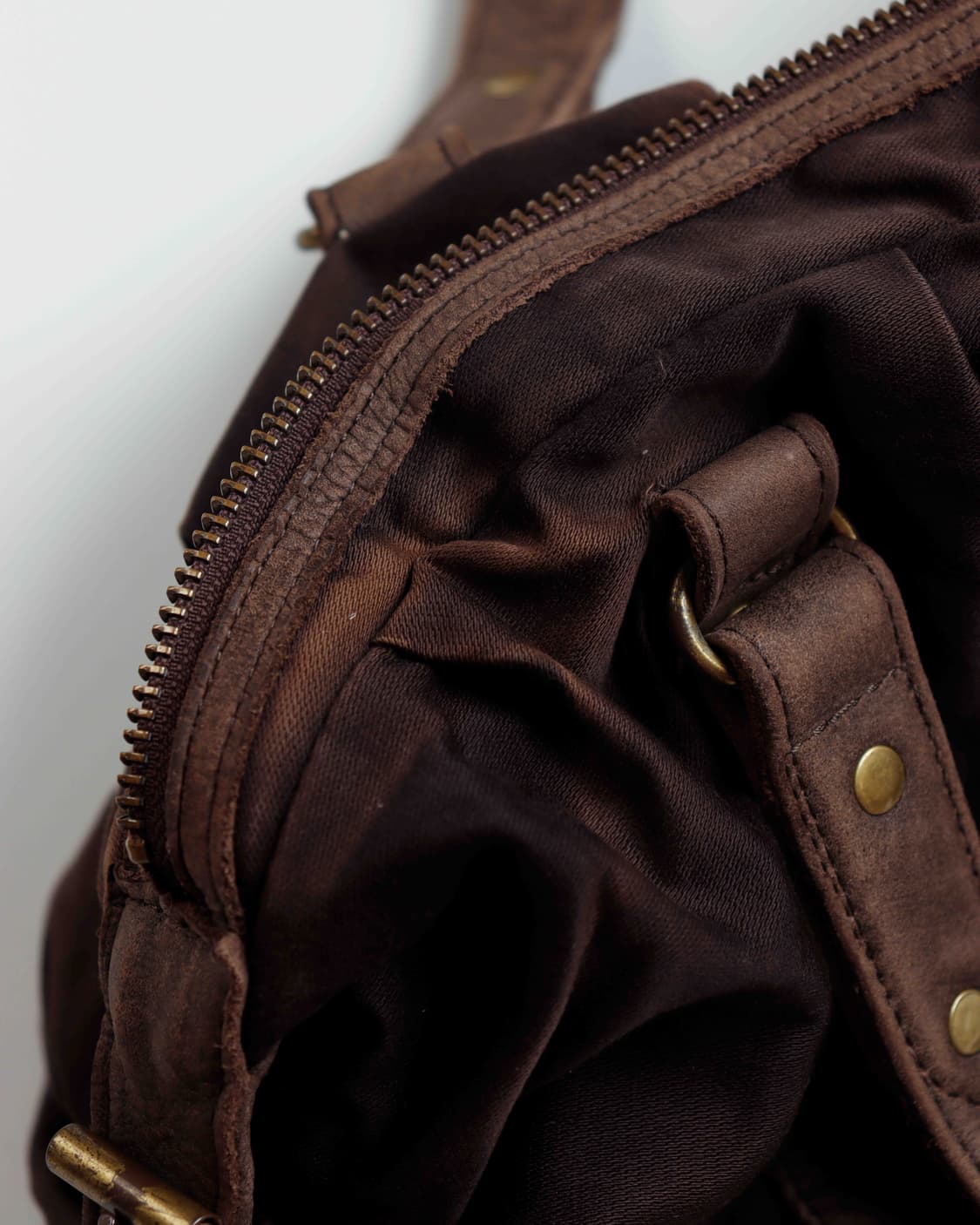 [Y.Nagata by Denim & Co.] 브라운 레더 믹스 숄더백 상품이미지8