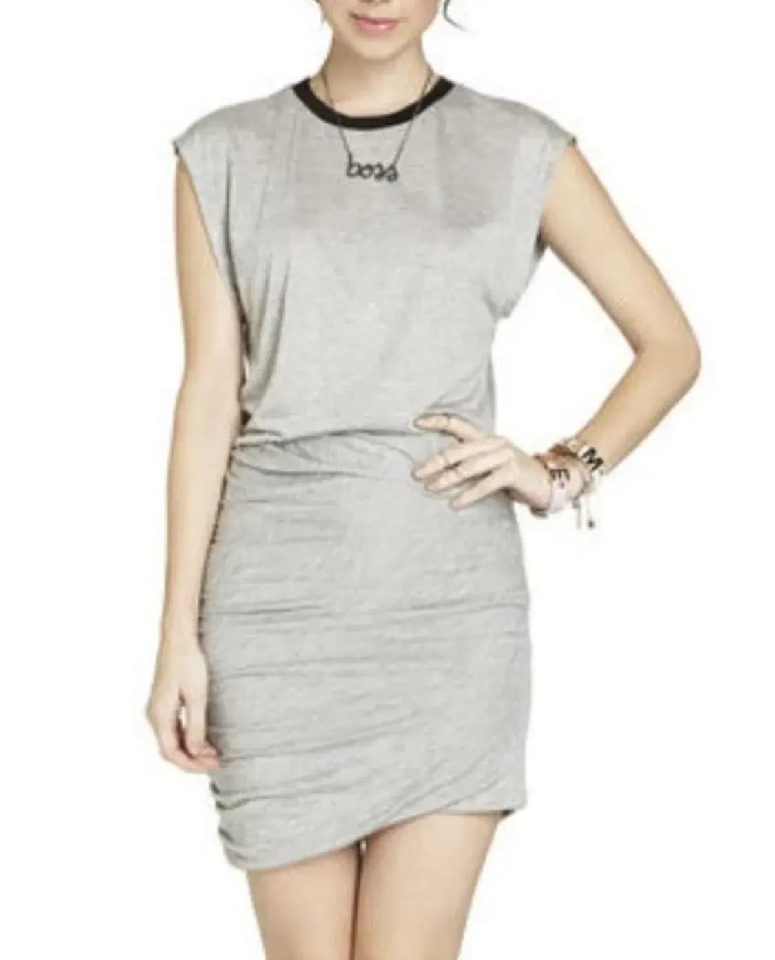 BCBG 그레이 매끄럽고 부드러운소재 셔링 미니원피스 55 상태굿 상품이미지1