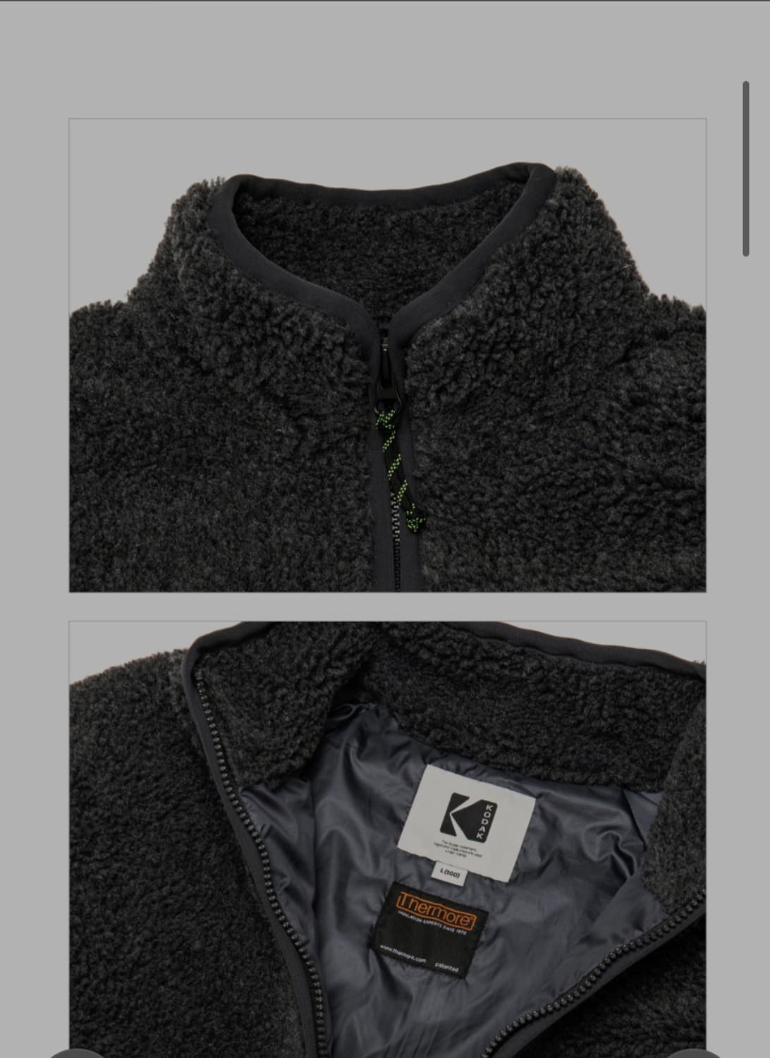 코닥(KODAK) 메일러 플리스 자켓 차콜 - 2XL(110) 사이즈 상품이미지5