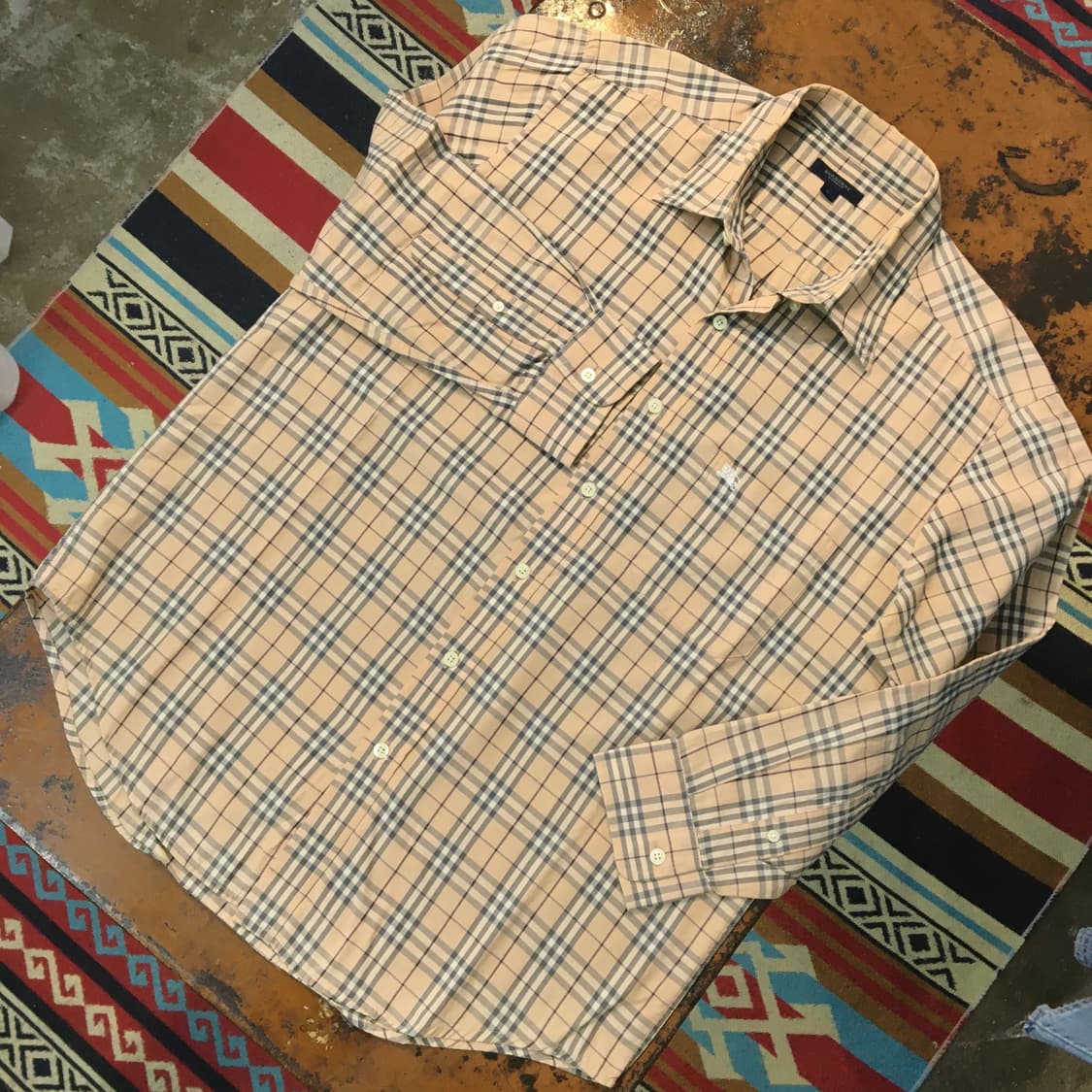 버버리 베이지 노바체크 긴팔 코튼 셔츠 남성 110 사이즈 상품이미지2
