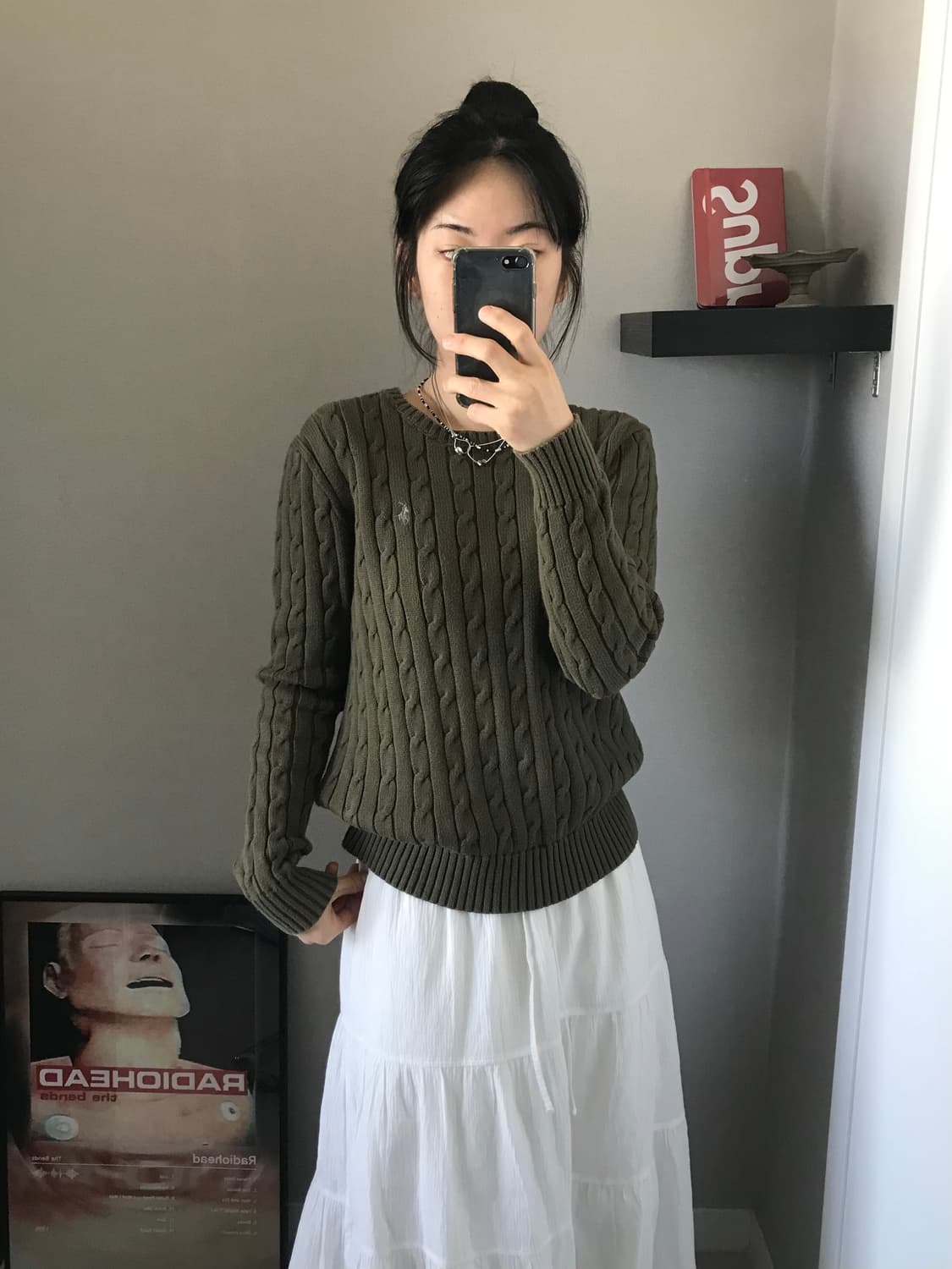 폴로 랄프로렌 포니 로고 카키 케이블 니트 상품이미지3