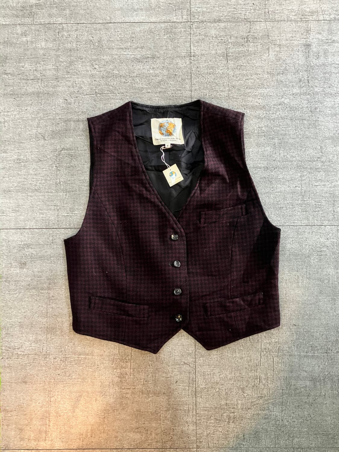 일본빈티지 Shimada 핀터깔y2k 긱시크 울베스트조끼 버건디 상품이미지1