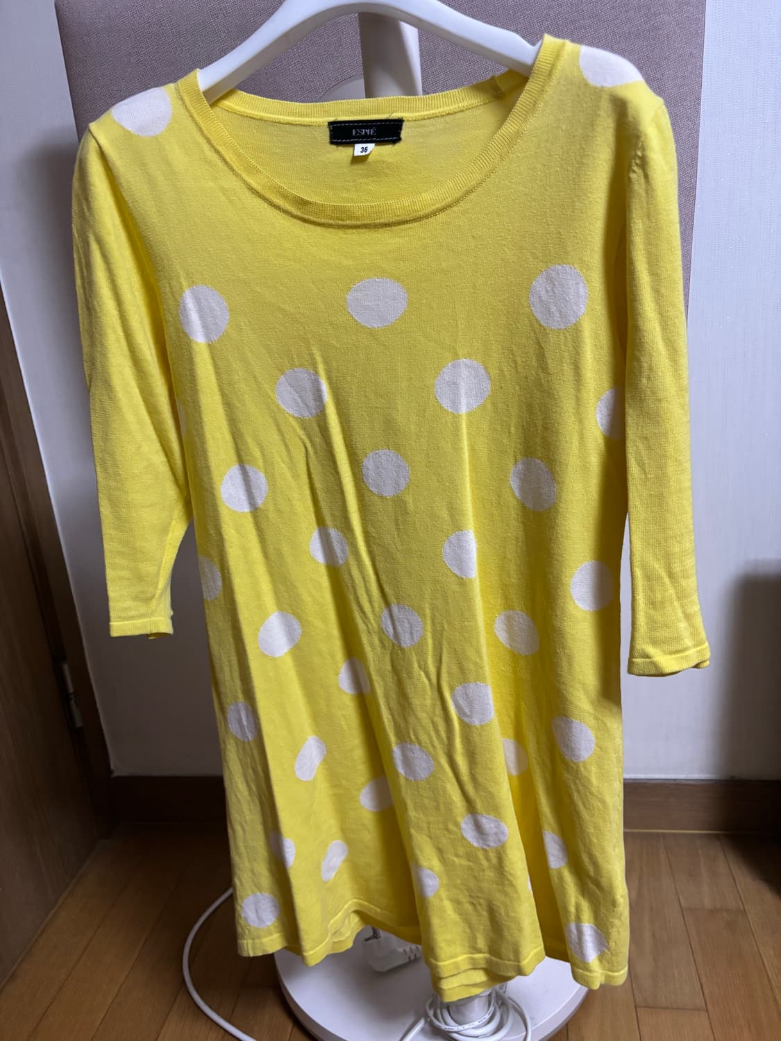 노랑 도트 7부 니트 상품이미지2