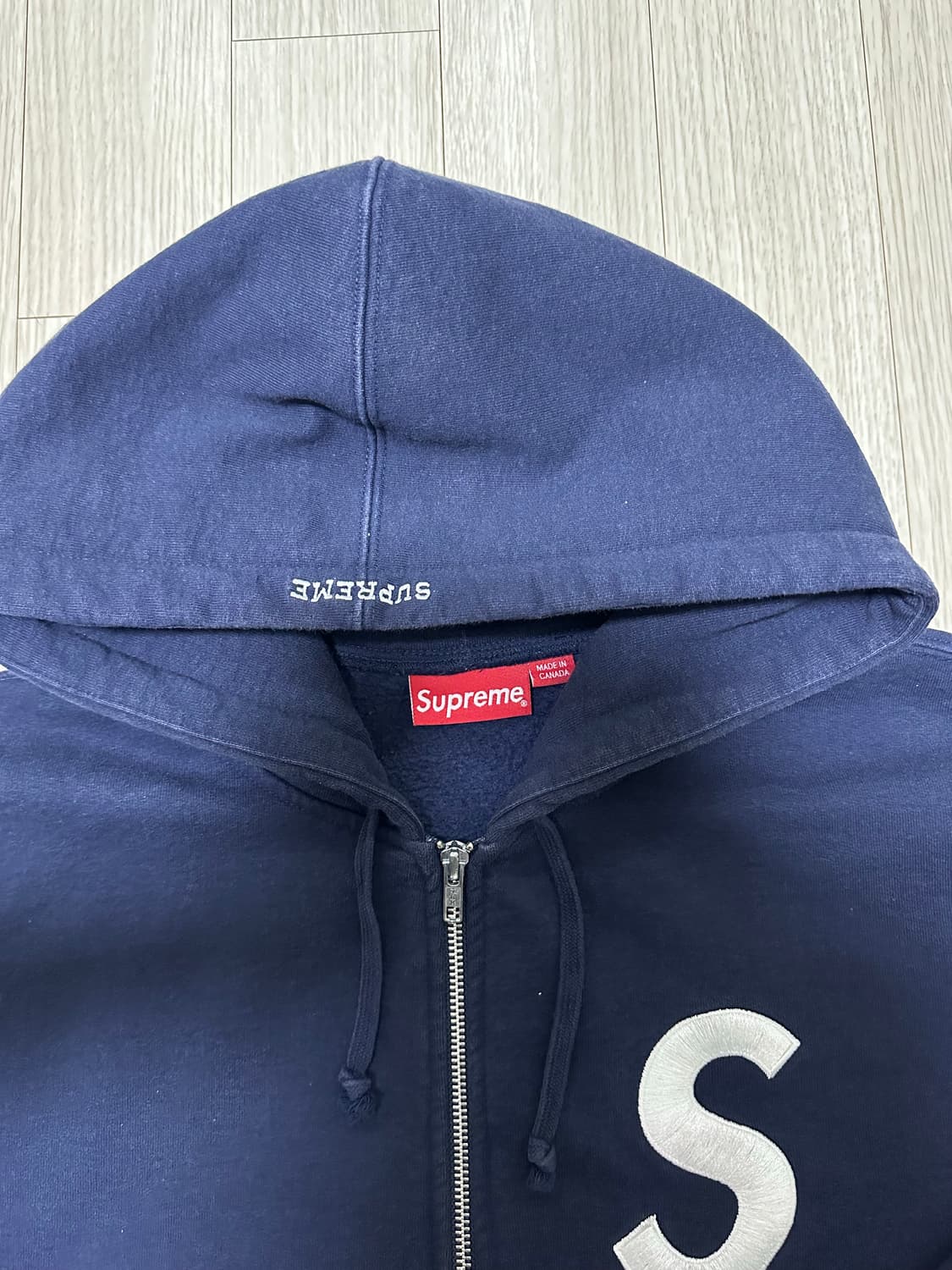 슈프림 S로고 후드집업 네이비 XL 상품이미지2