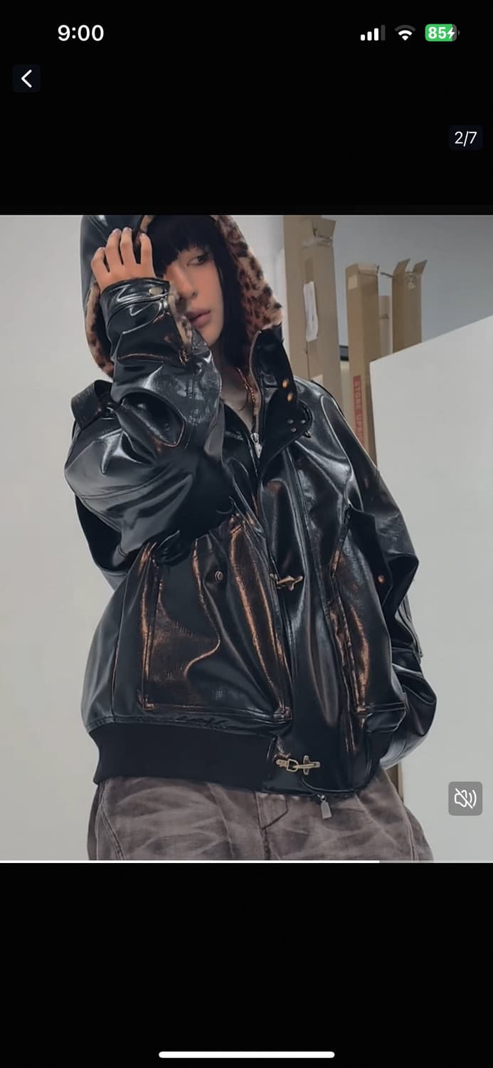 shop cor 샵코르cest nous 레오파드 레더자켓 테스트매커니즘 상품이미지4