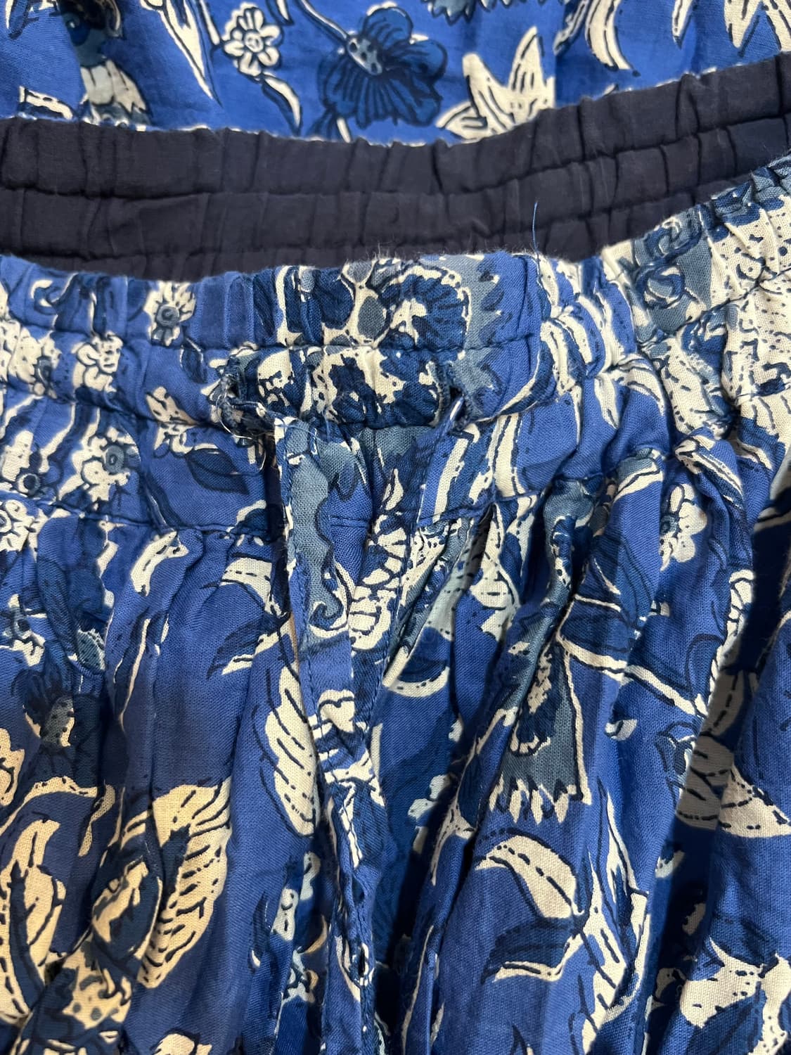 일본수입 여성 블루 에스닉플라워롱스커트 밴딩스커트 상품이미지7