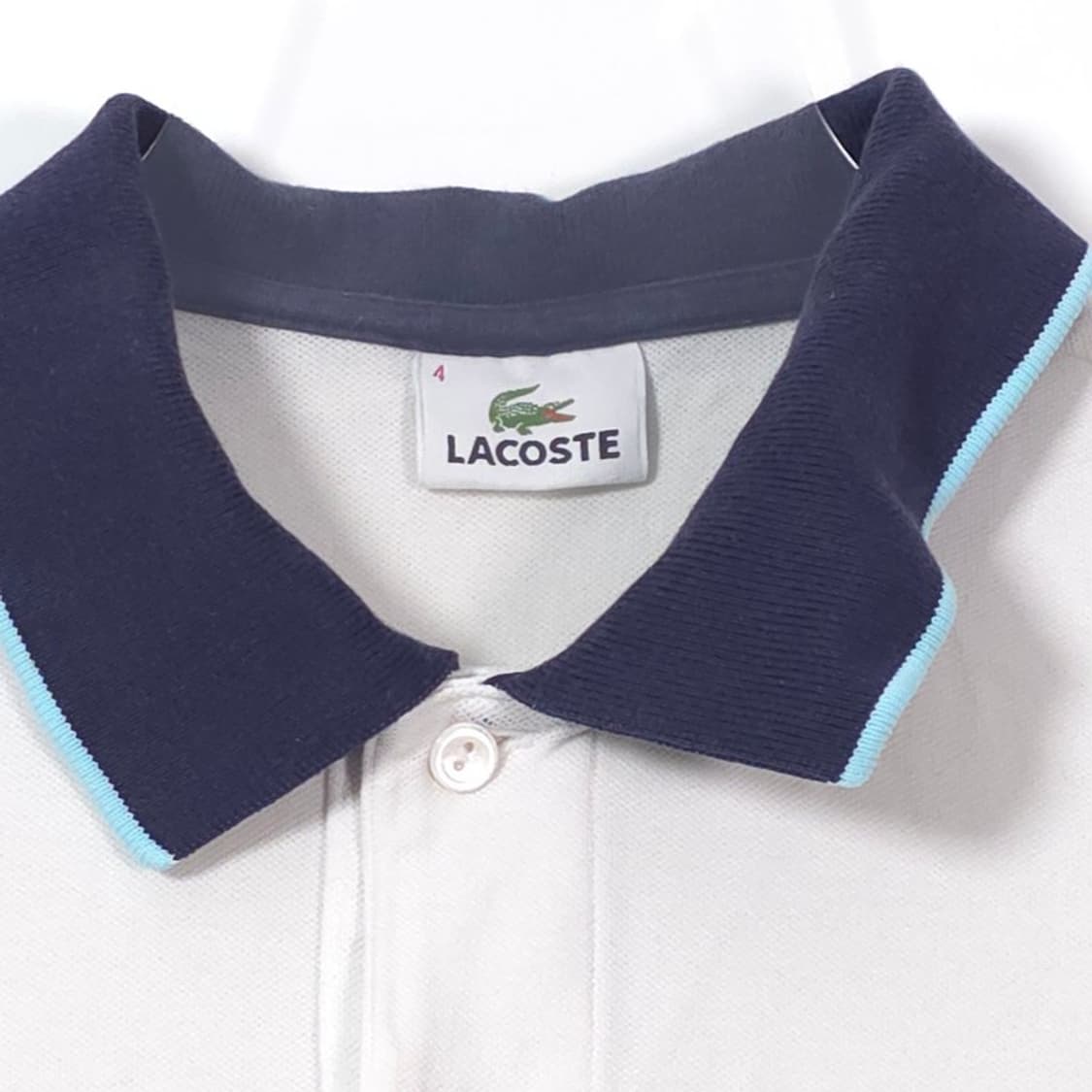 라코스테 화이트 네이비 배색 카라티 L 상품이미지6