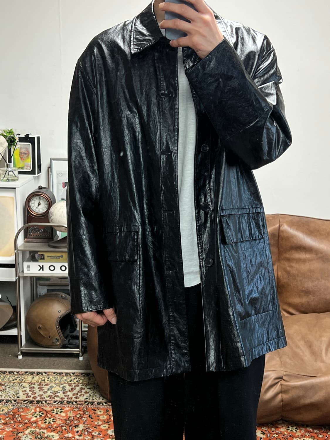 [XL] 비바스튜디오 비건레더 싱글 하프자켓 상품이미지3