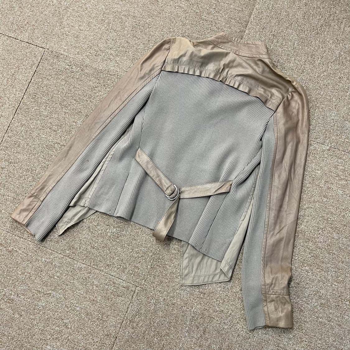 vov 드레이프 y2k 가죽 니트 자켓 상품이미지2