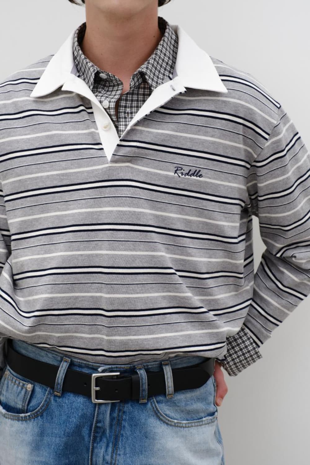 Riddle 리들 스트라이프 카라 티셔츠 / 남성 티셔츠/ 여성 티셔츠 상품이미지1
