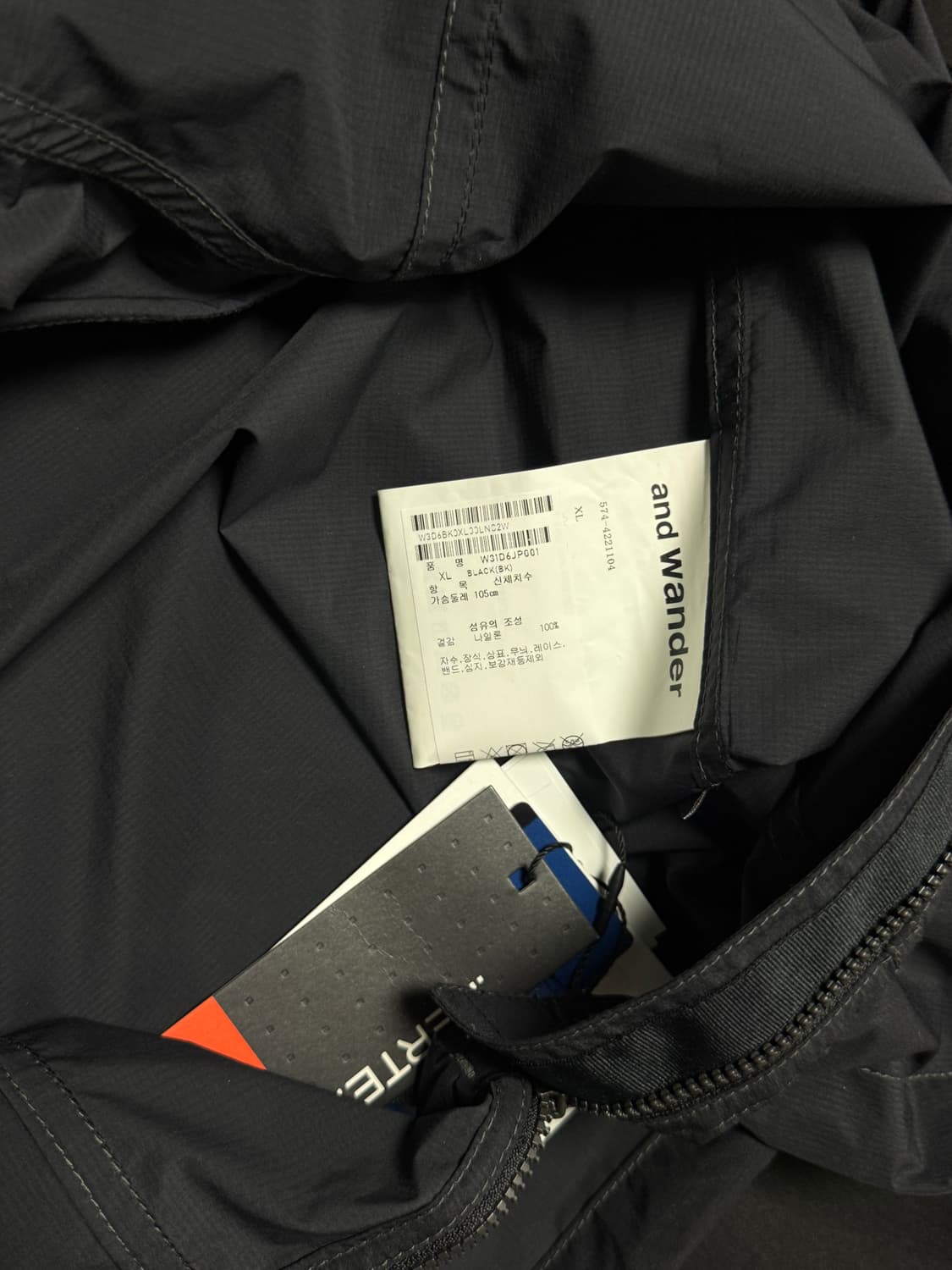 앤드원더 퍼텍스 윈드 자켓 XL 블랙 상품이미지4
