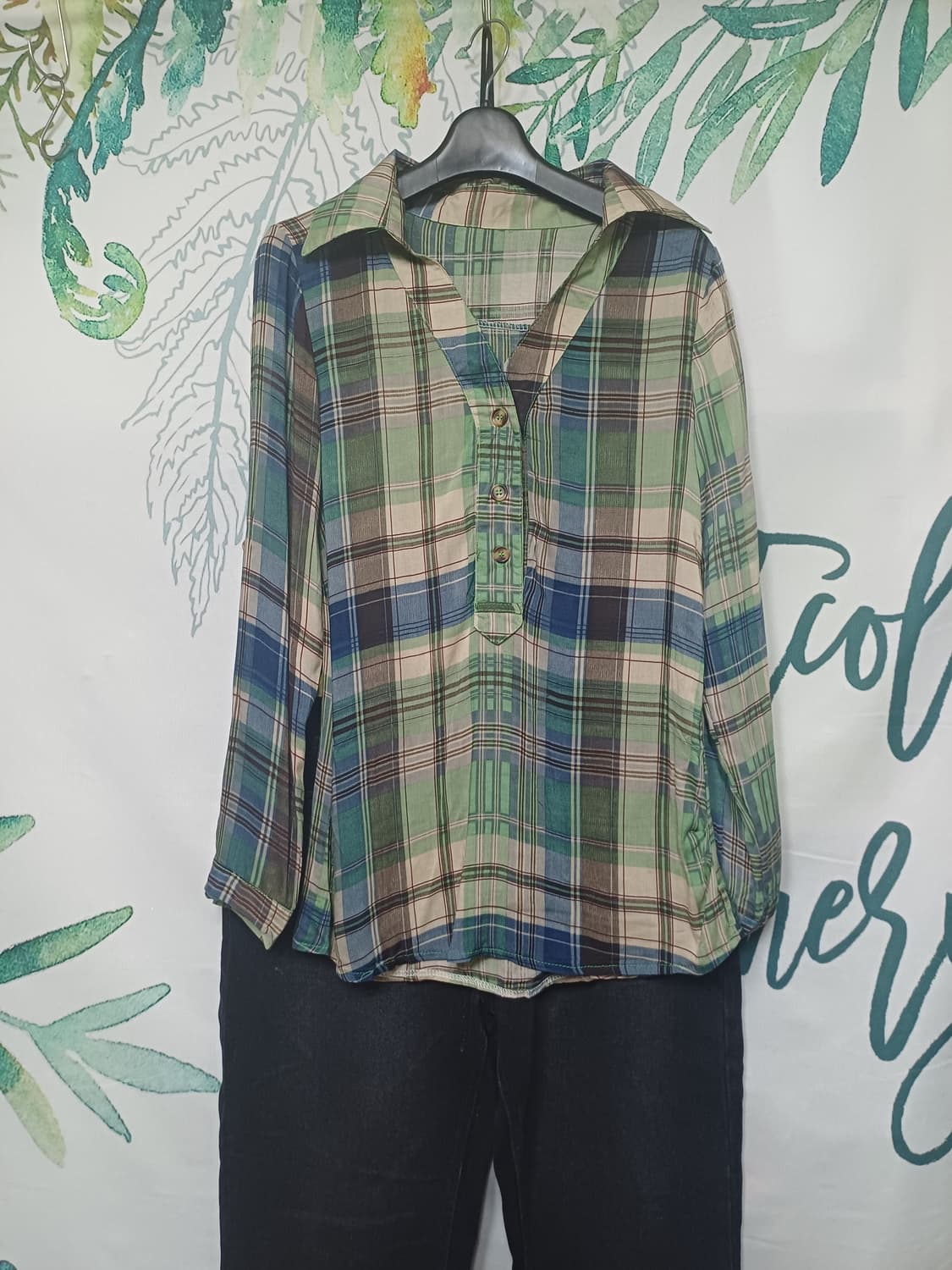 스카프원단 체크 남방 상품이미지1