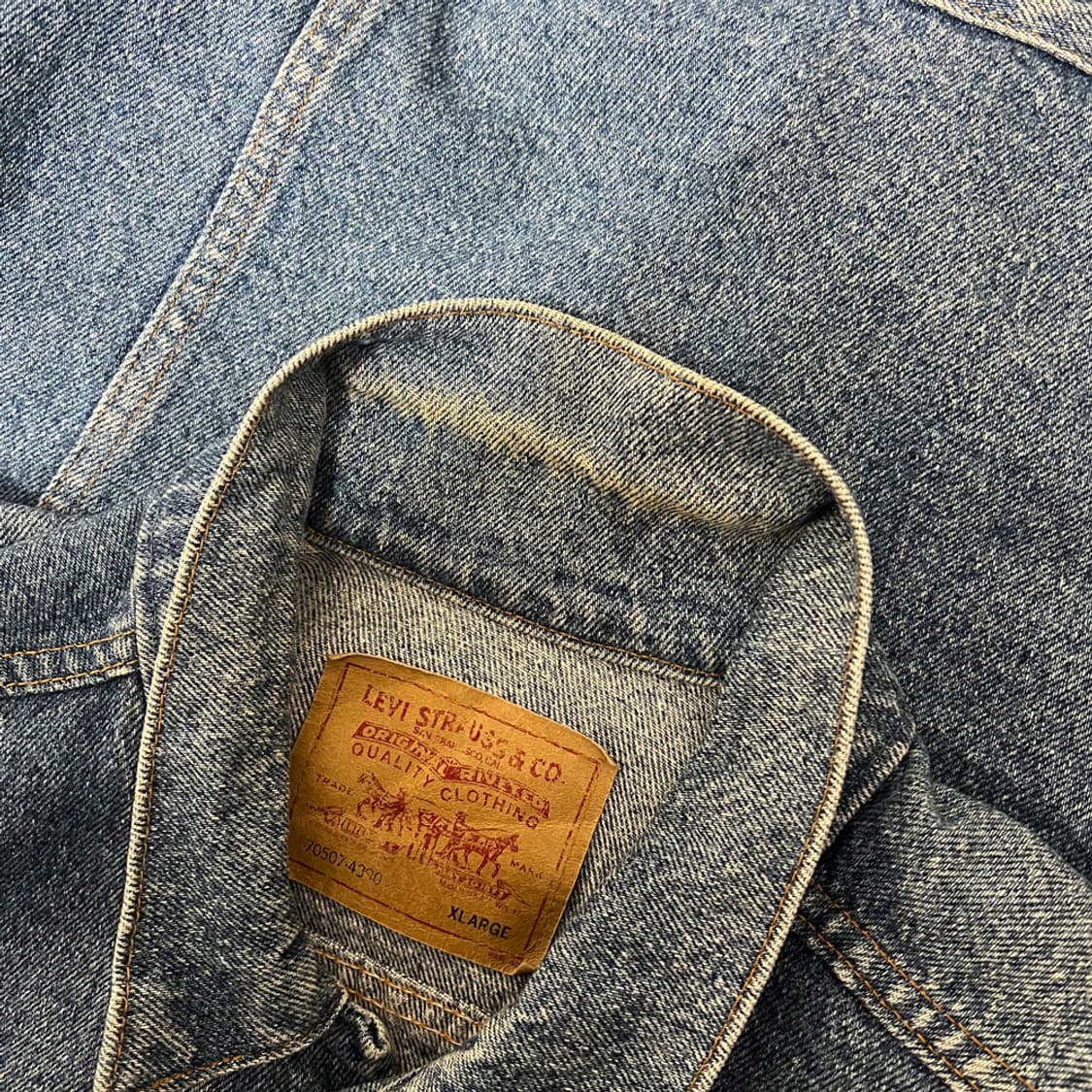 90s Made in USA 리바이스 70507 데님 트러커 청자켓 XL 상품이미지6