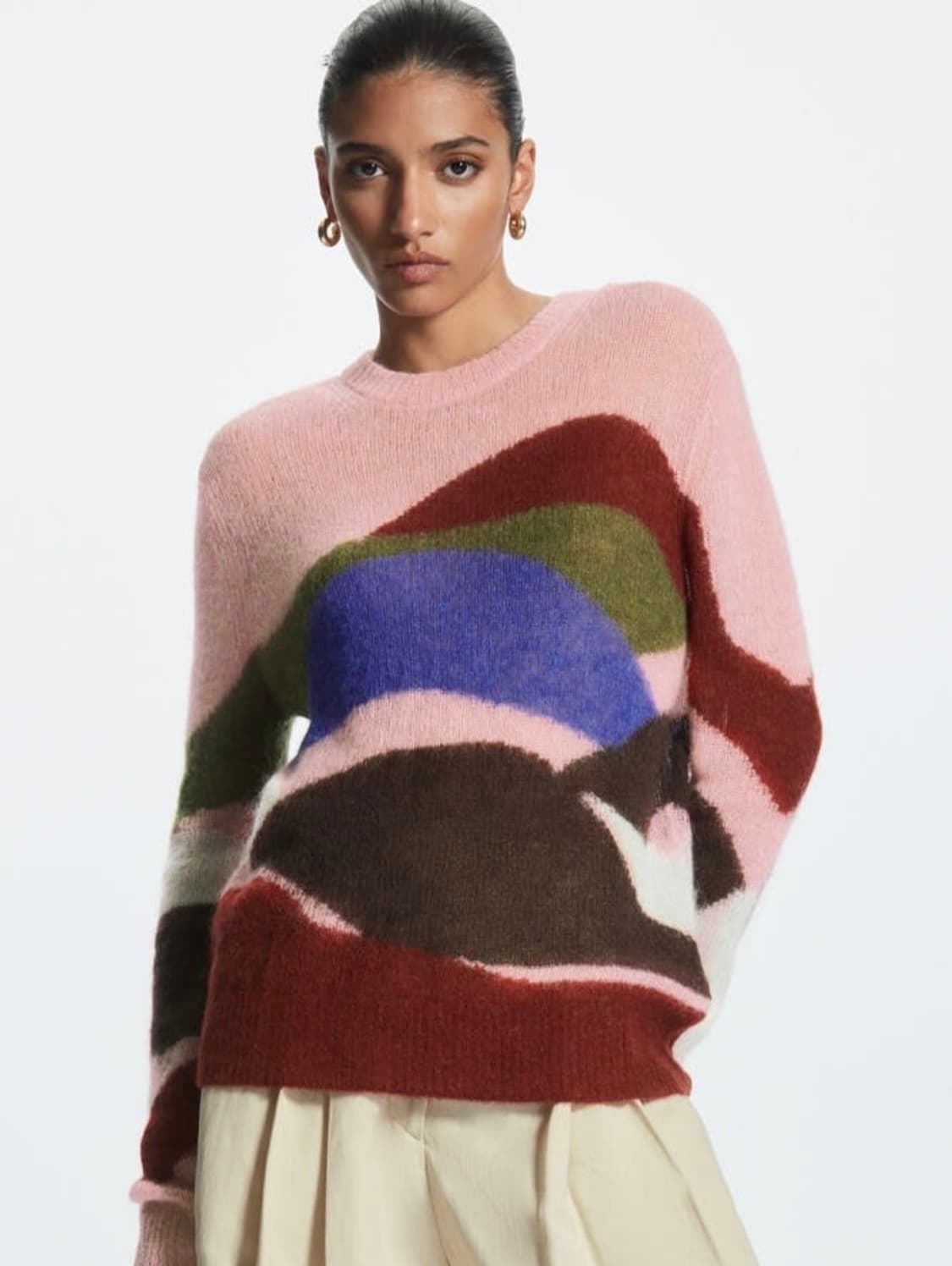 코스 레귤러핏 프린티드 긴팔 모헤어 니트 상품이미지1