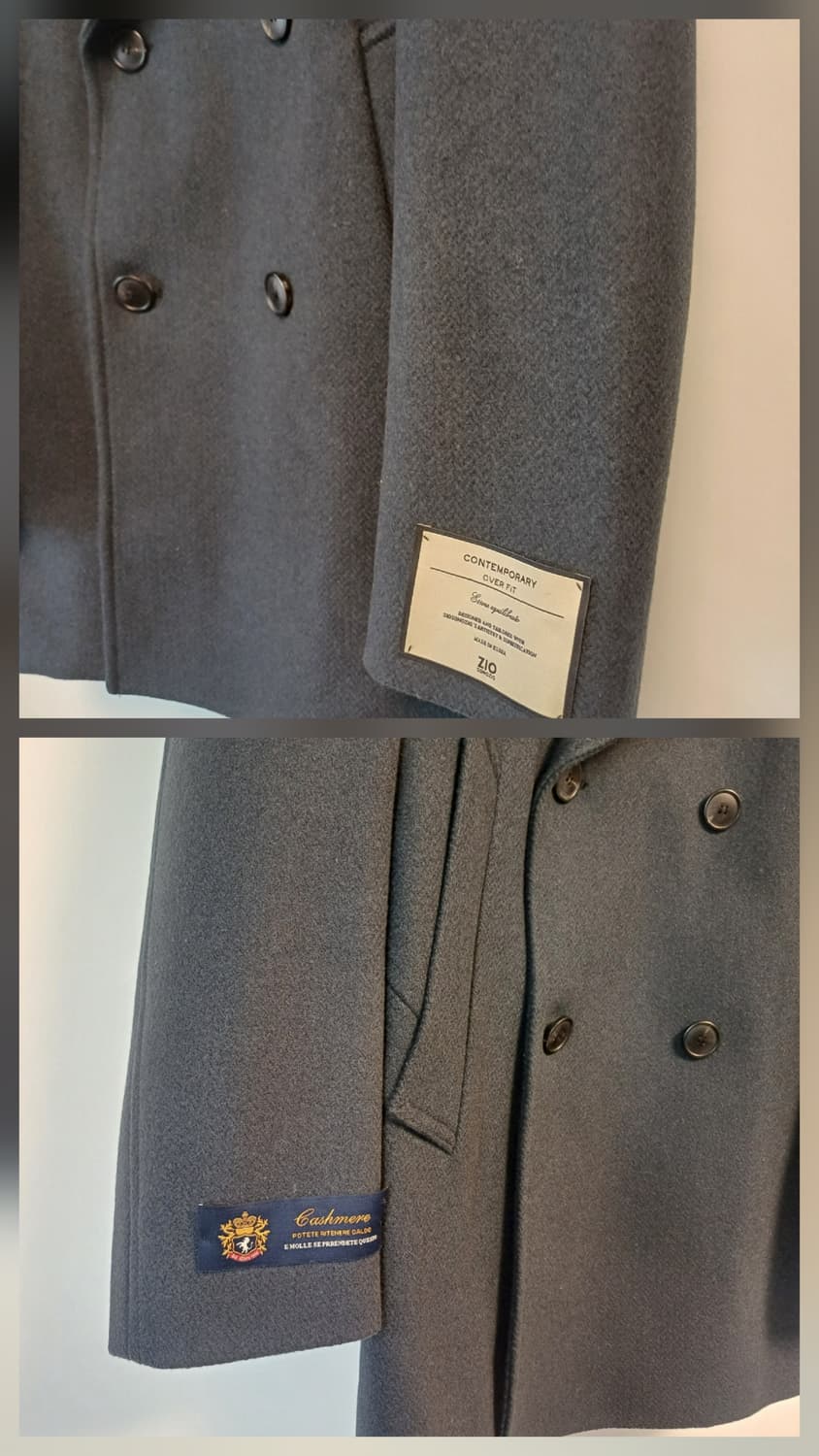 지오송지오 블루네이비 후드탈부착 캐시미어 더블하프코트 상품이미지6