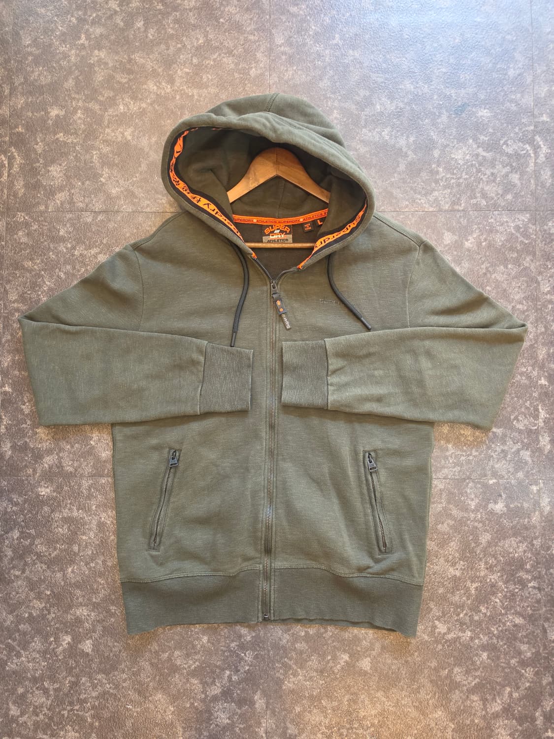 #슈퍼드라이 올리브 색상 후드집업 L사이즈 상품이미지1