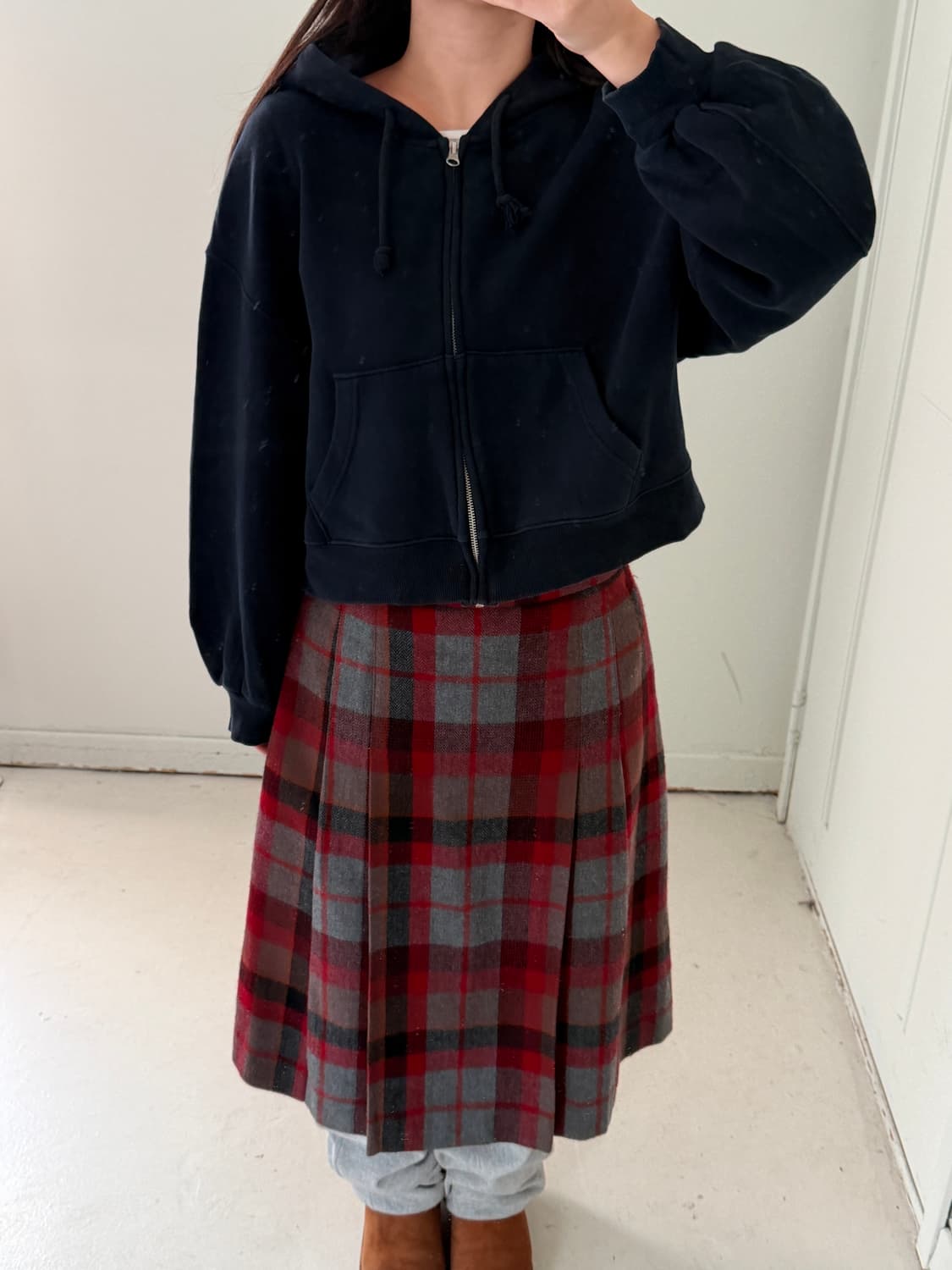 일본빈티지 모던 네이비 후드집업  상품이미지1