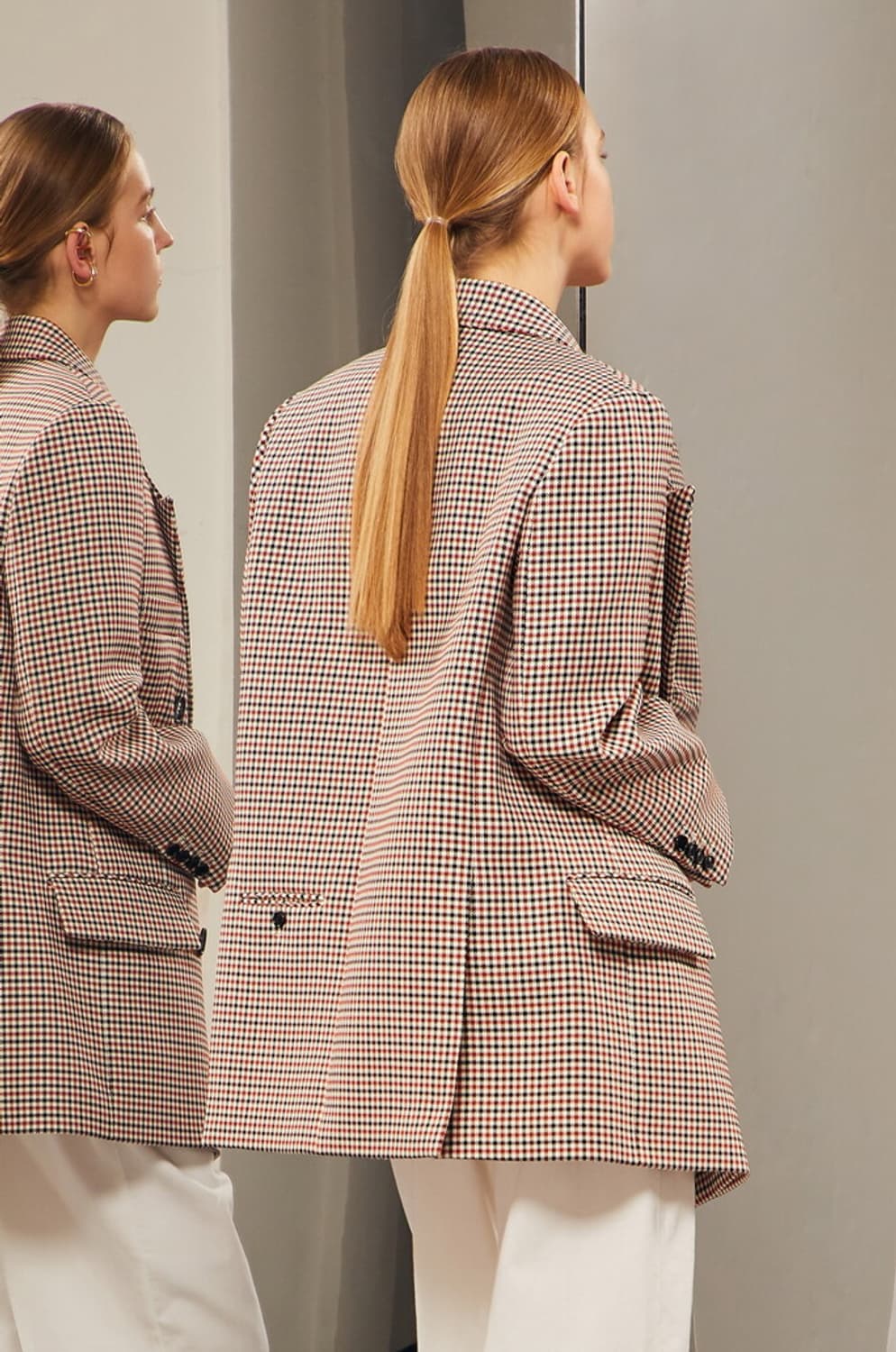 시스템 파리컬렉션 세미오버핏 간절기 체크자켓 55사이즈 상품이미지2