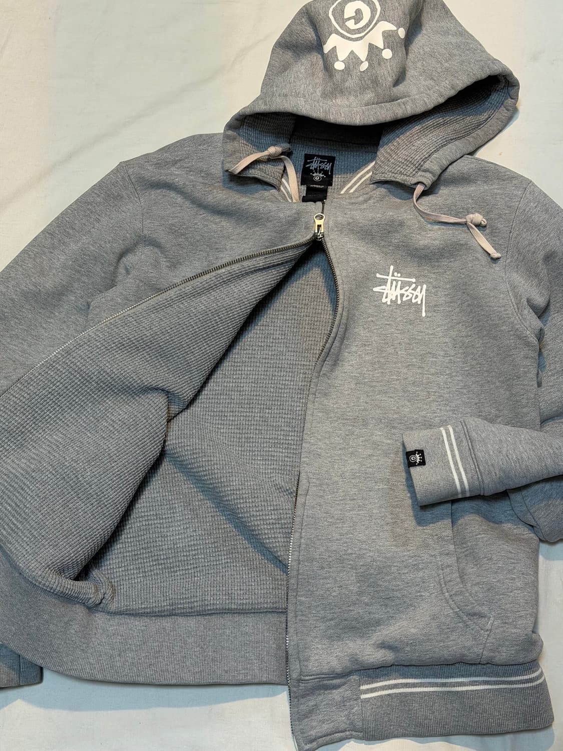 00s 스투시 투웨이 와플 써멀 헤비 후드집업 그레이 상품이미지4