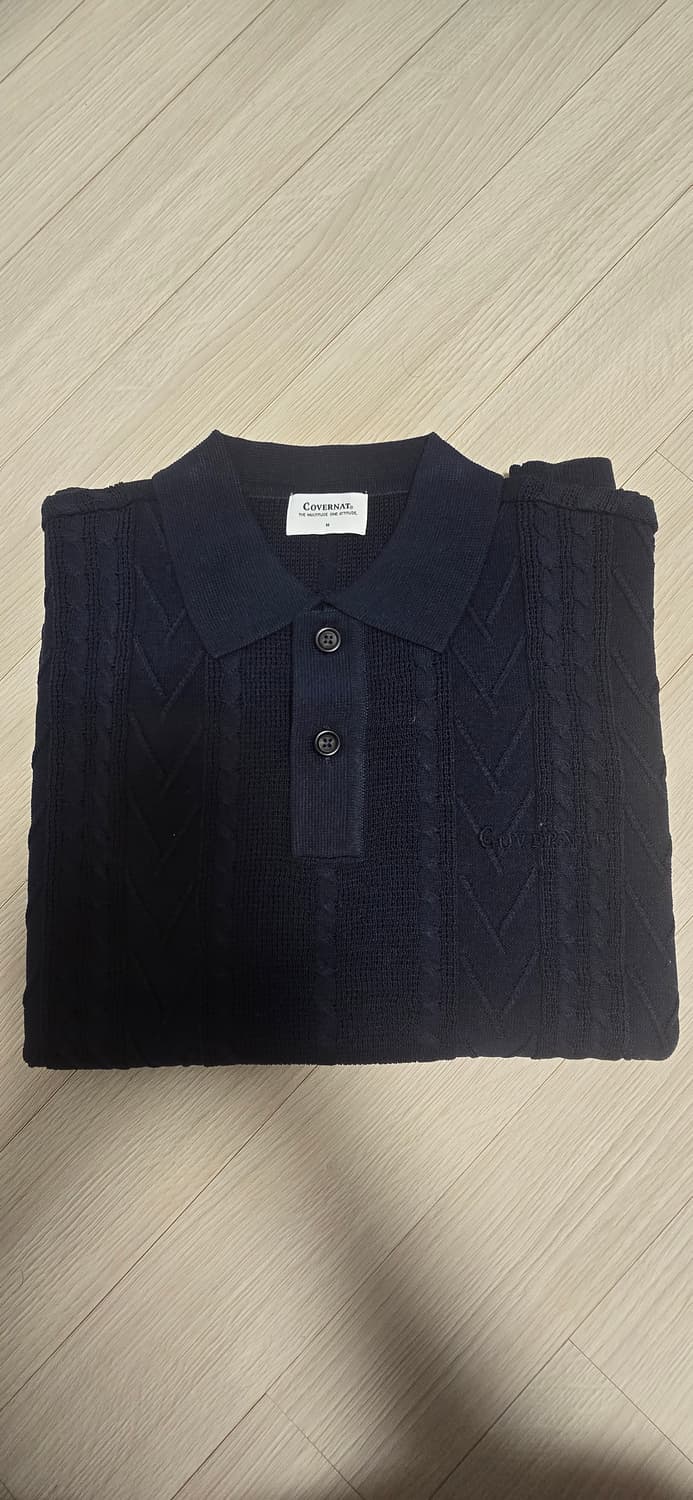 커버낫 쿨 케이블 니트 폴로티 네이비 M 상품이미지2