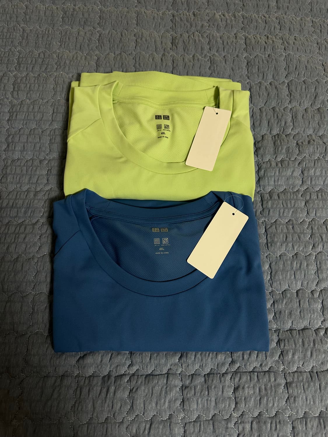 [4XL/2개일괄] 유니클로 DRY- EX 티셔츠 블루 그린 상품이미지1