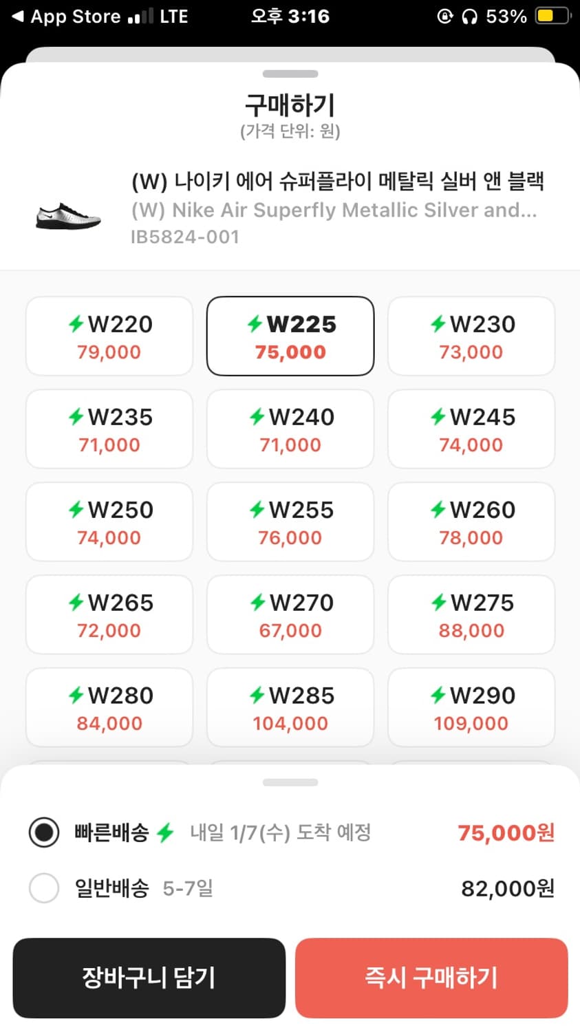 나이키 에어 슈퍼플라이 메탈릭 실버 앤 블랙 225 상품이미지2