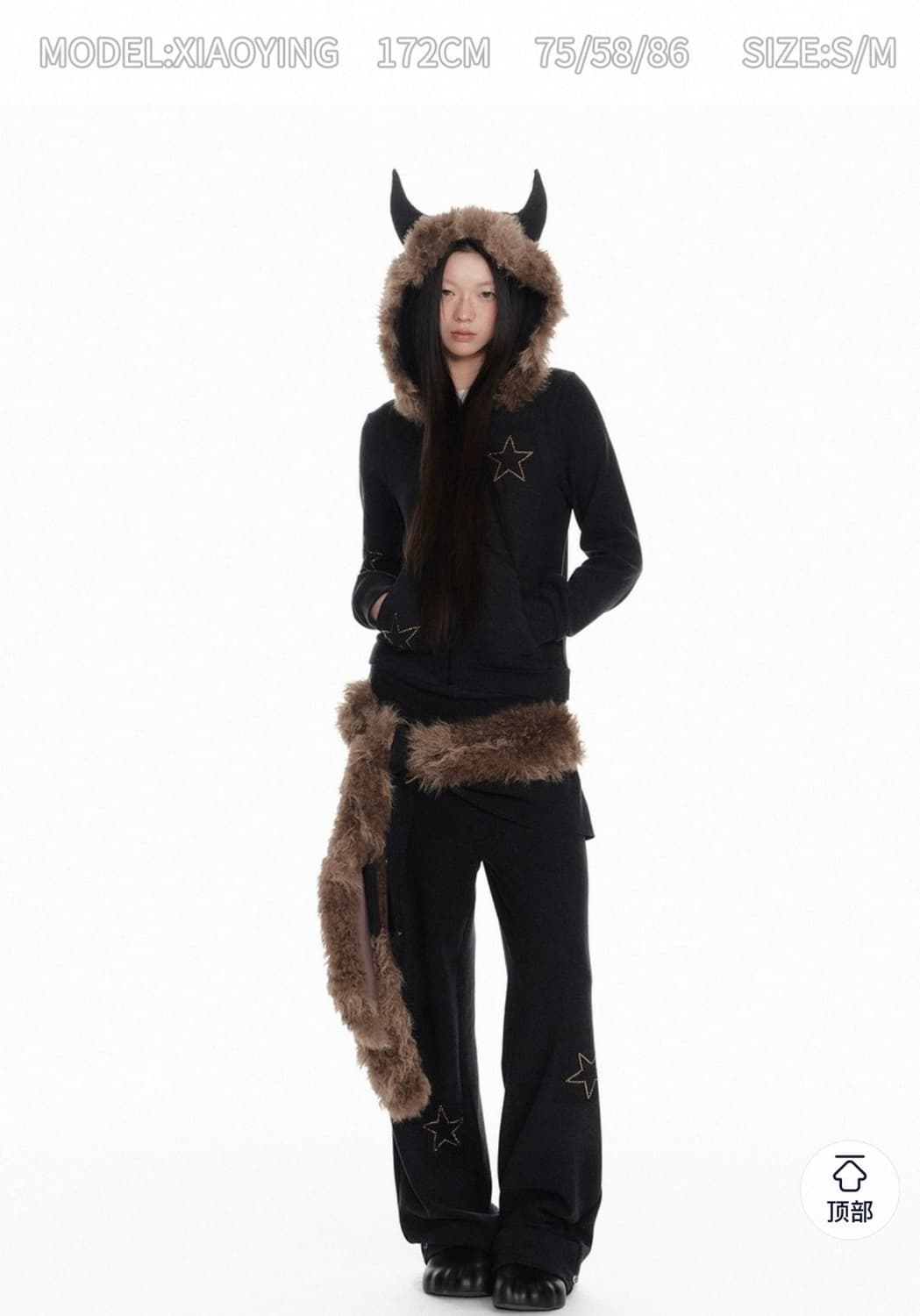 JIKOO 지쿠 셋업 상하이 중국 갸루 정품 악마 뿔 후드집업 팬츠 m 상품이미지2