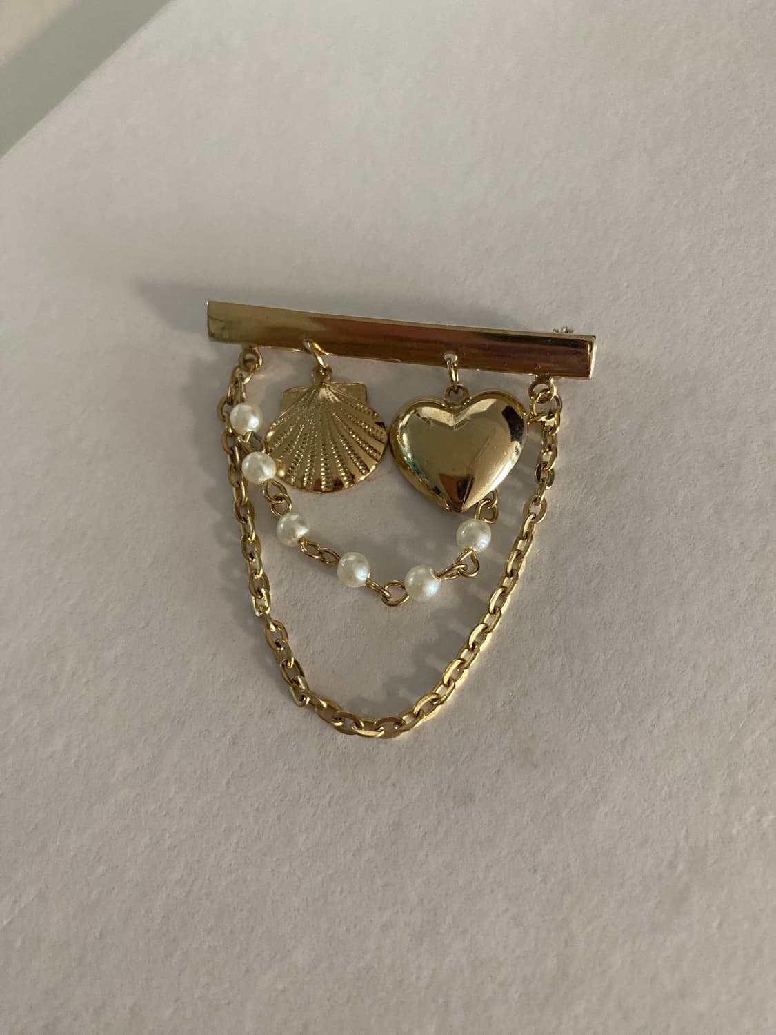하트 쉘 체인 브로치 빈티지 상품이미지3