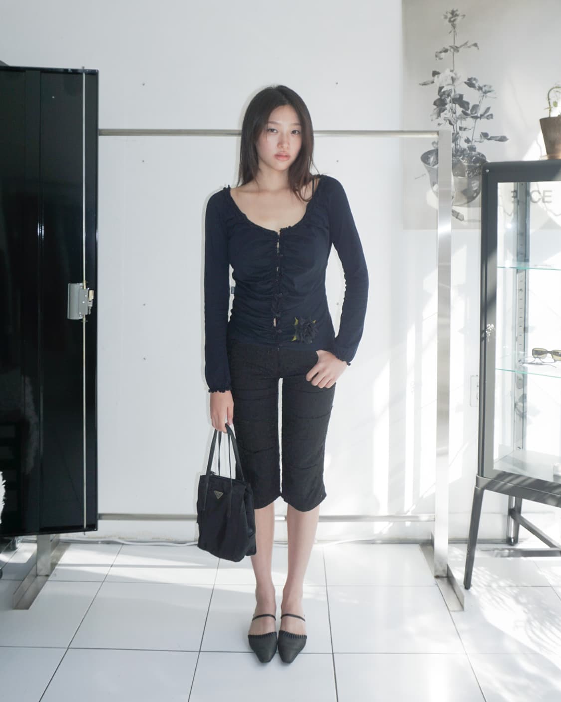 MOSCHINO JEANS ruched flower-detail top 상품이미지2