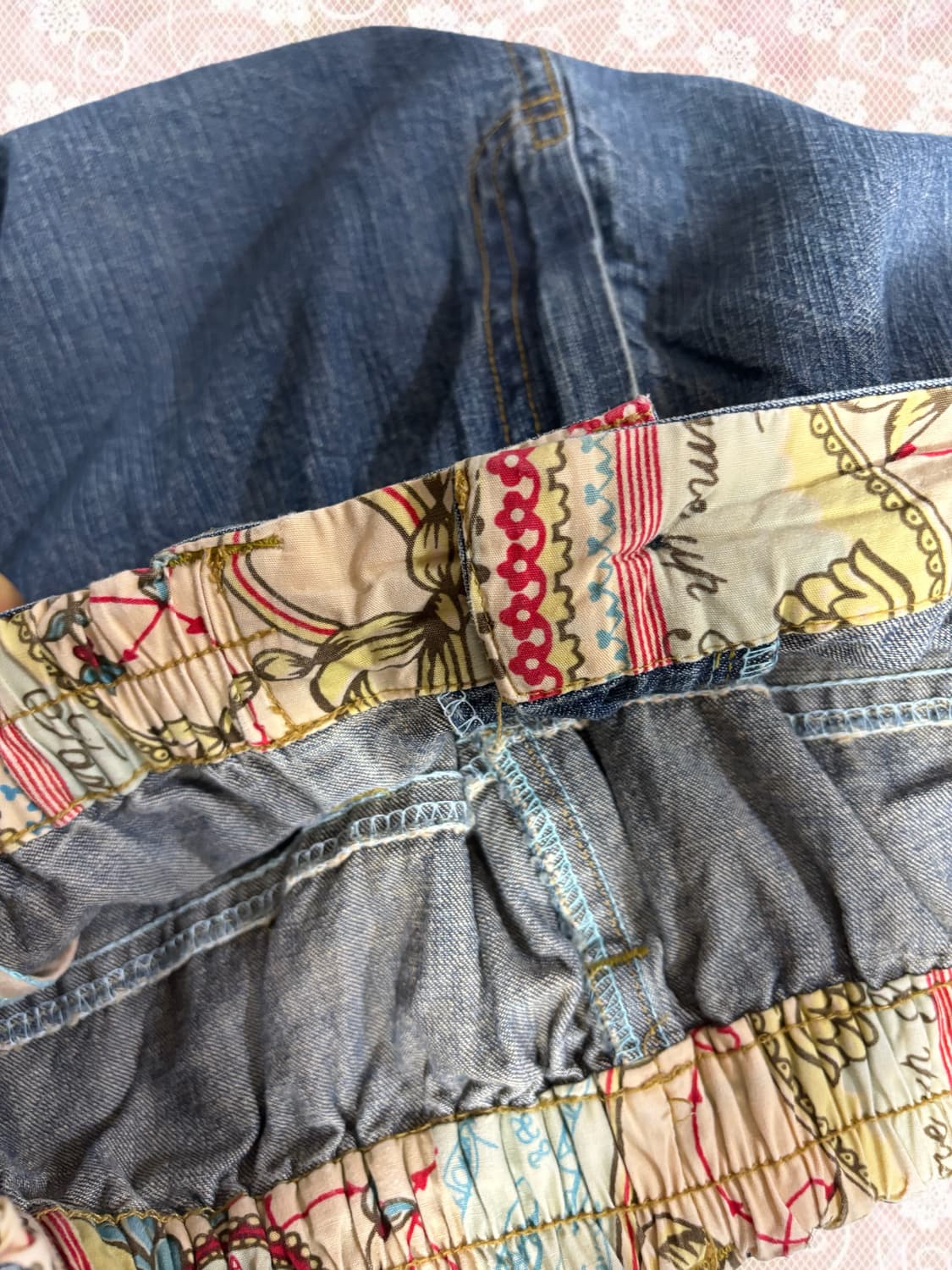 빈티지 히피 하구미 모리걸 자수 와이드 팬츠 상품이미지5