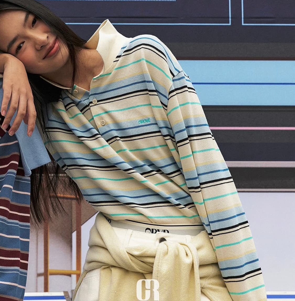 grove 그로브스트라이프 티셔츠 옐로우 여성 Free 상품이미지1