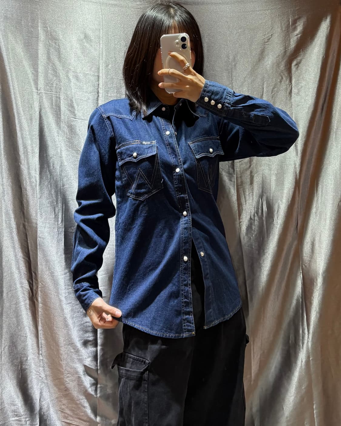 M Wrangler 랭글러 투포켓 웨스턴 생지 데님셔츠 상품이미지1