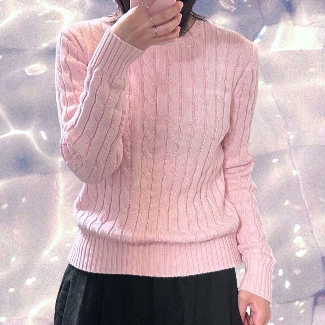 폴로 랄프로렌 신형 꽈배기 니트 베이비 핑크 S   상품이미지2