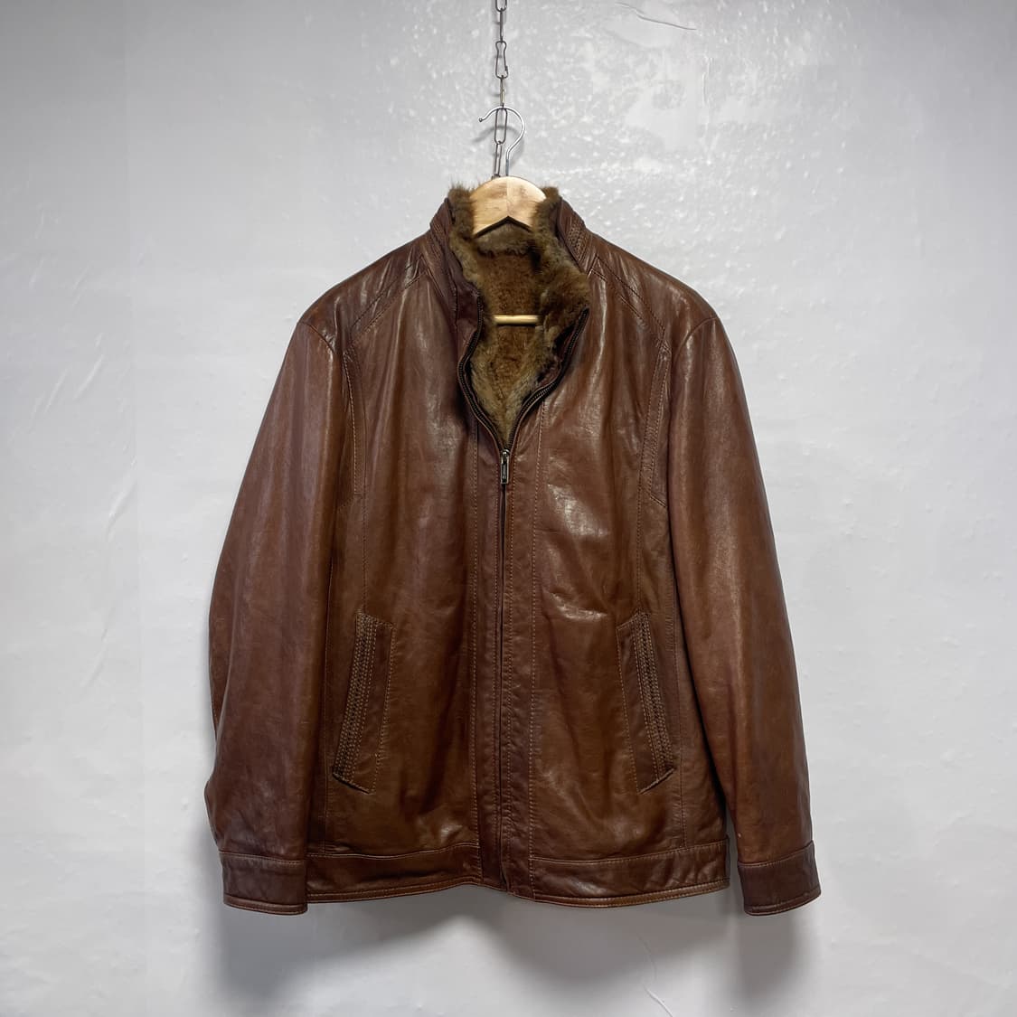 GGIO2 빈티지 브라운 양가죽 자켓(토끼털 탈부착 내피) 상품이미지2