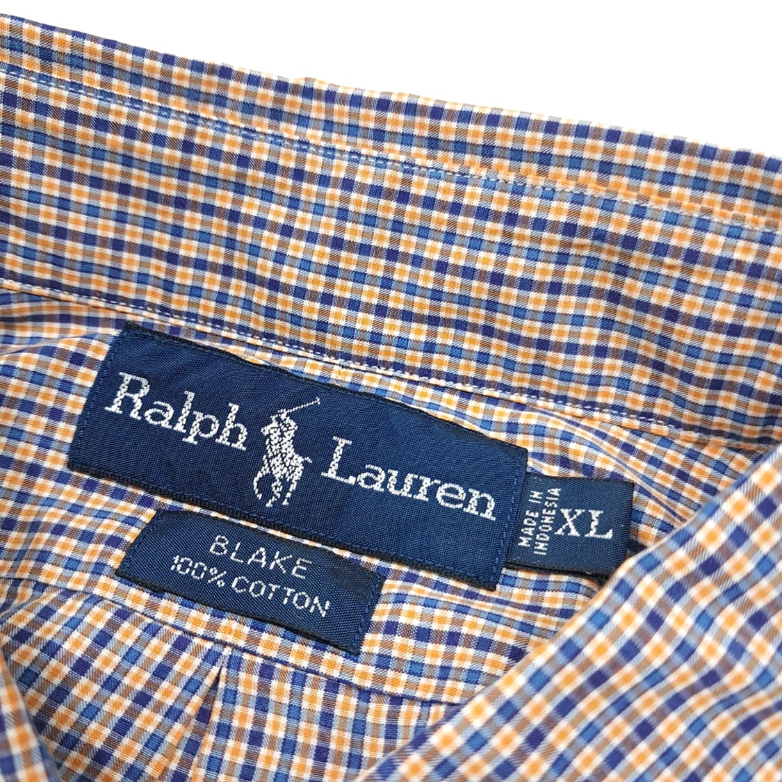 CL765 XL 폴로 90s 오렌지 네이비 마이크로 체크 버튼다운 셔츠 상품이미지3