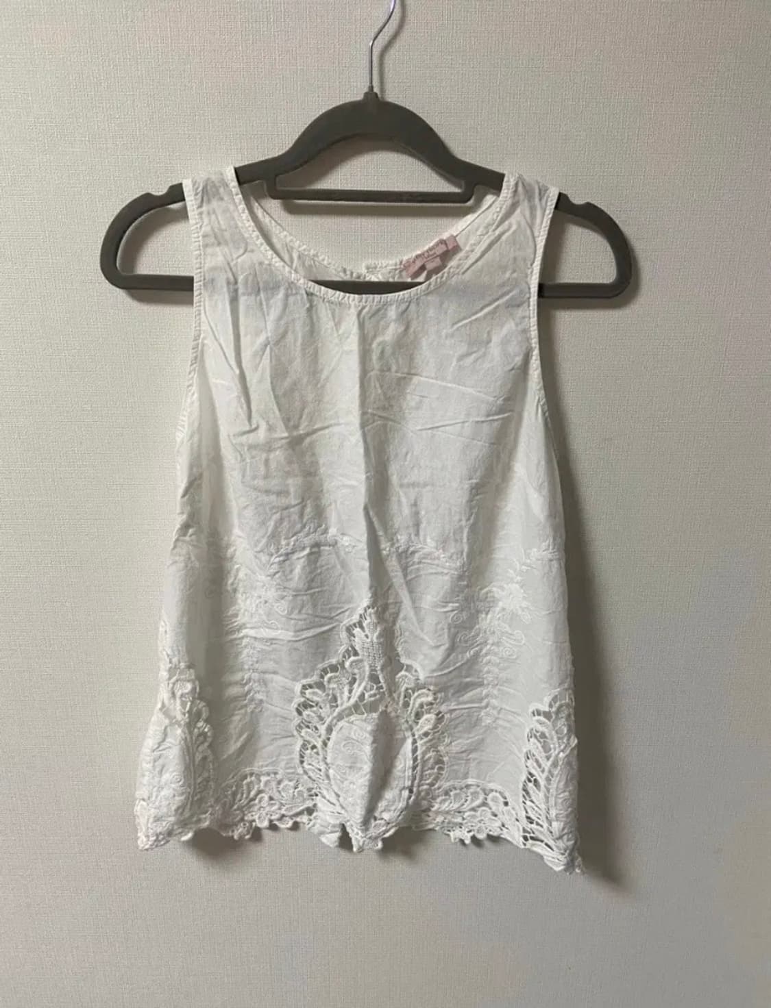 일본 빈티지 모리걸 하구미 레이스 민소매 티  상품이미지4