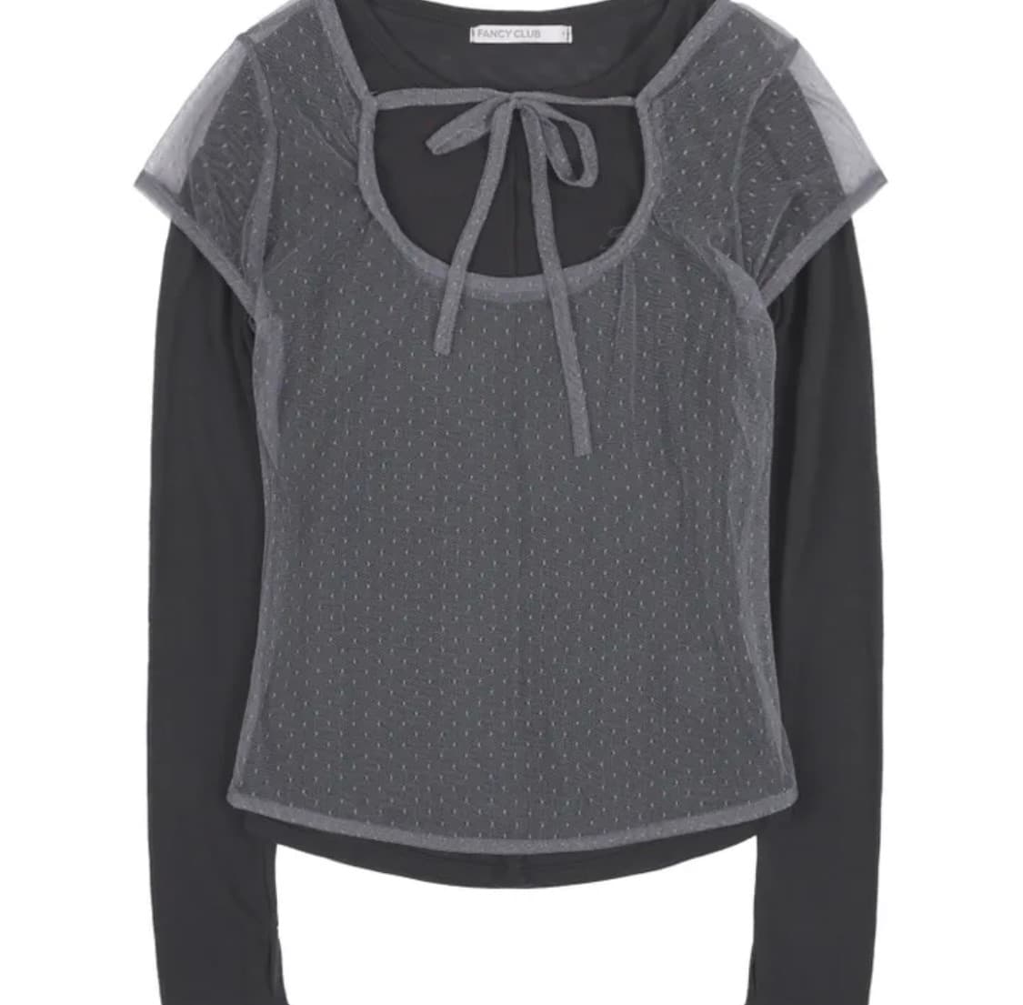 팬시클럽 도트 레이어드 롱슬리브 차콜 상품이미지1