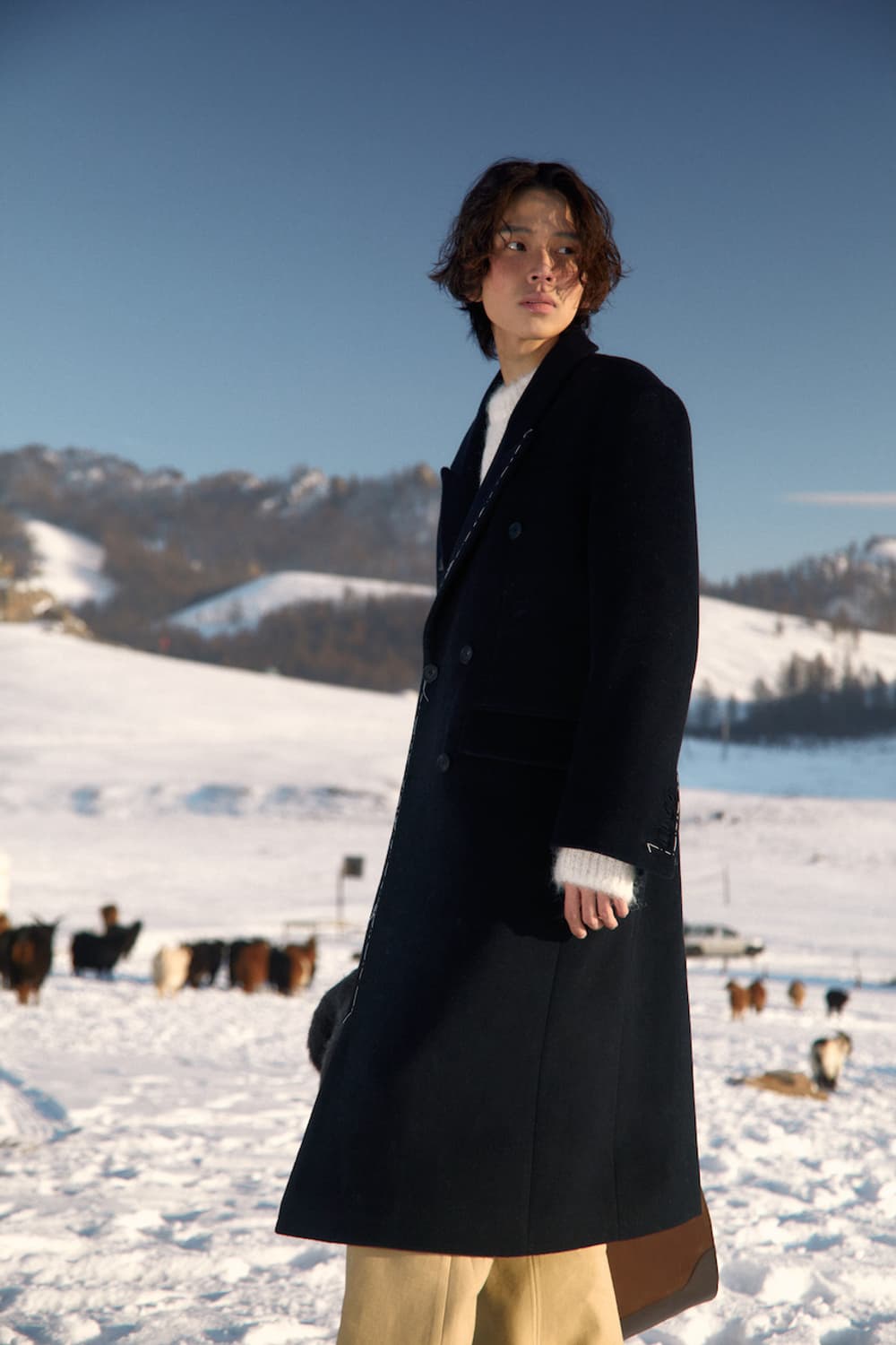 [L] STU 핸드 스티치 더블 코트 블랙 상품이미지7