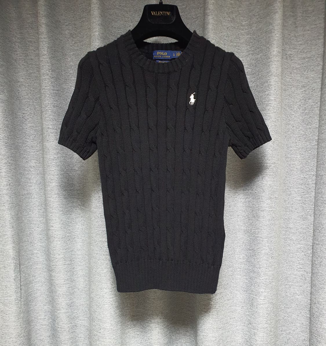 폴로 랄프로렌  꽈배기케이블  블랙 니트 반팔 xs~s 상품이미지7