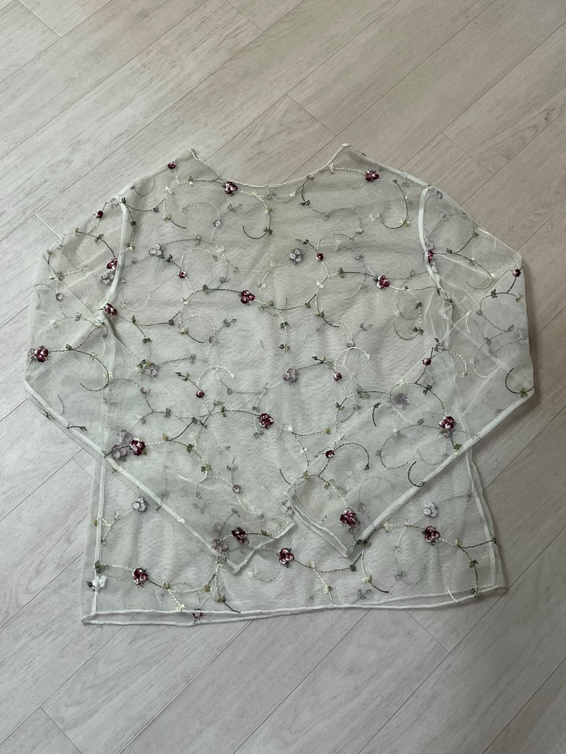 VTG 시스루 꽃무늬 블라우스 상품이미지1