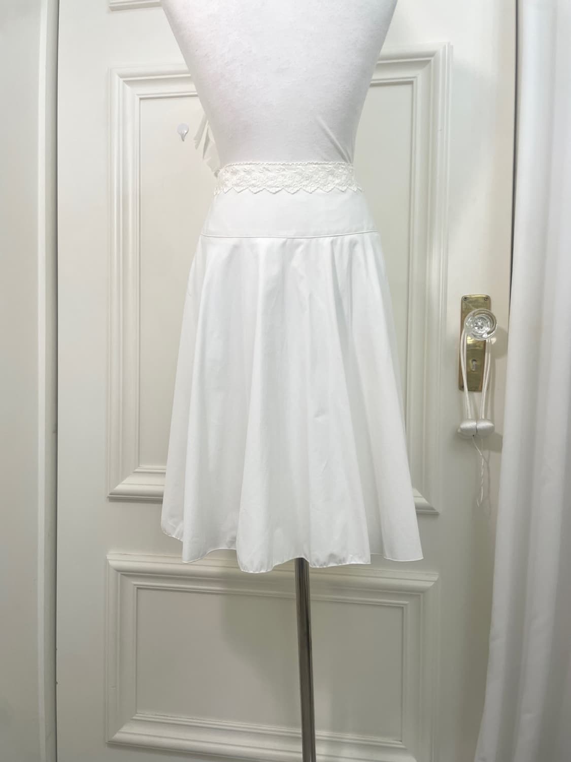 white waist lace point flare midi skirt 상품이미지4