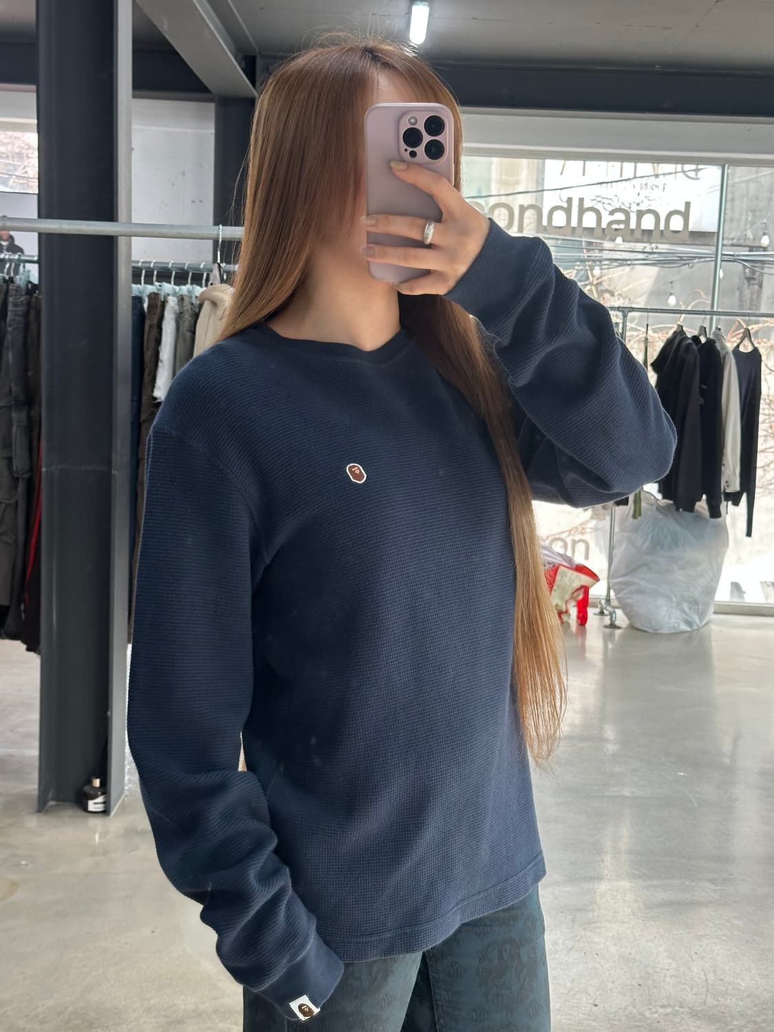 베이프 자수사루 와플 롱슬리브 상품이미지3