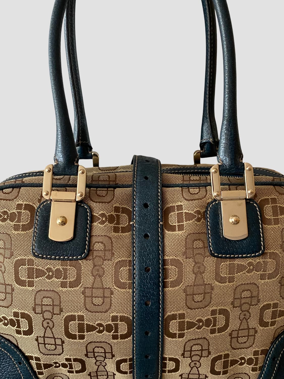 [구찌(Gucci)]블루 모노그램 캔버스 레더 트림 핸드백(정품) 상품이미지5