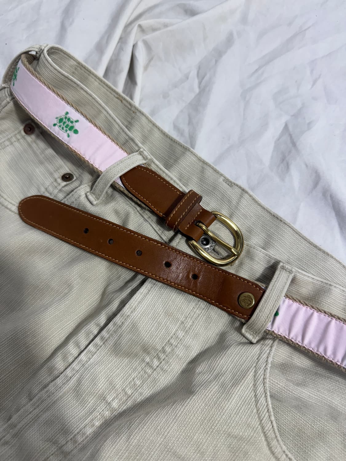 Usa 브룩스 브라더스 터틀 자수 레더 벨트 상품이미지3