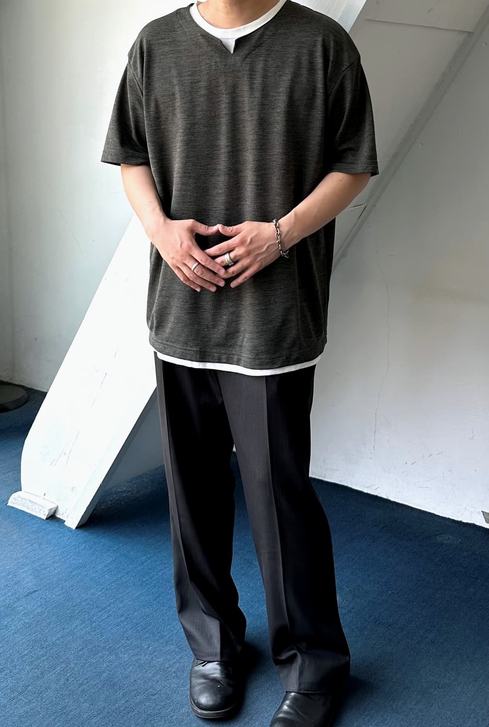 Fake layered neck H/S top 상품이미지7