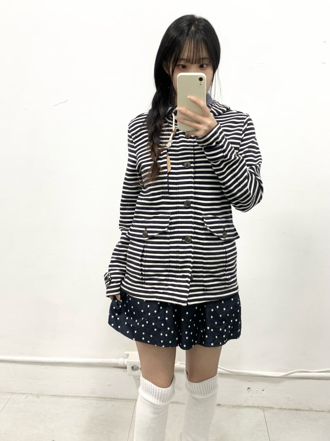 네이비 스트라이프 후드집업 상품이미지3